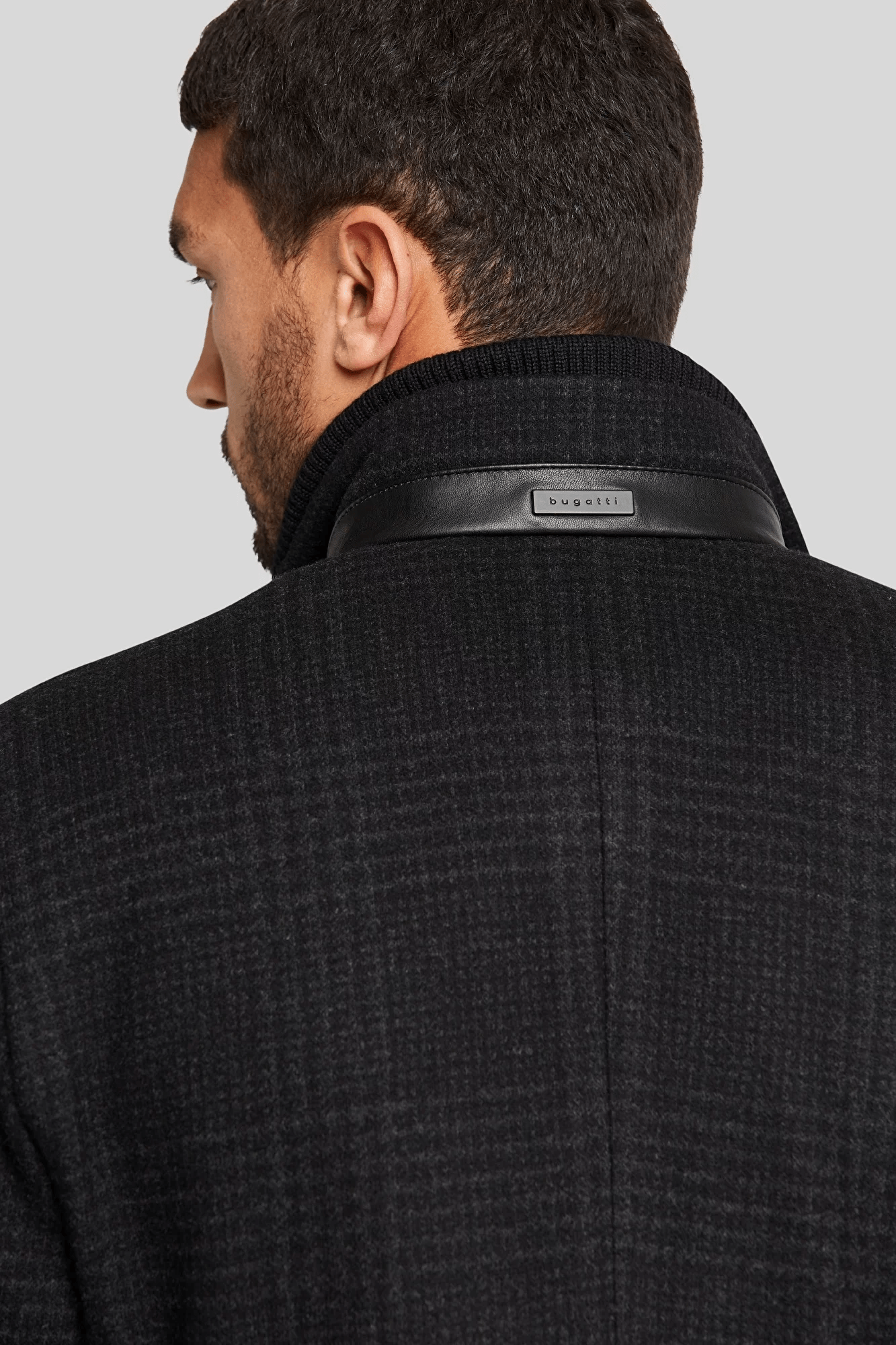 BUGATTI Men's High Neck Overcoat - Winter Wool Blend Long Coat for Business & Formal Wear | Perfect for Office, Weddings & Special Occasions