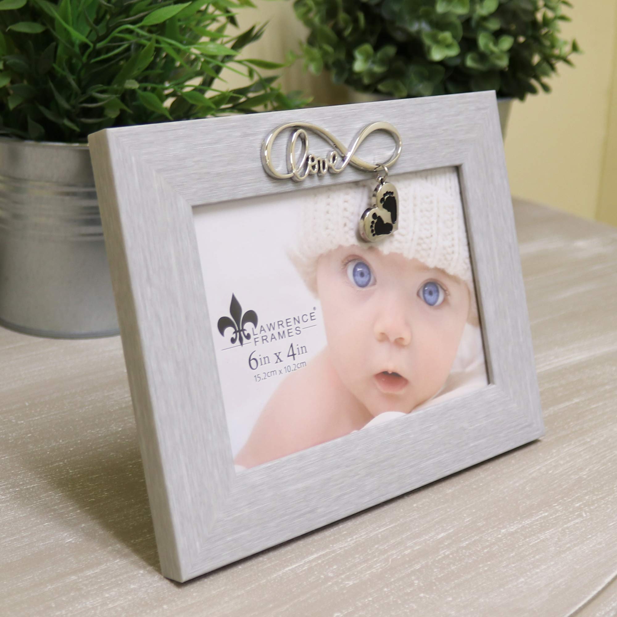 Lawrence Frames Infinity Love Picture Frame - 6x4 Inches, Gray - Perfect for Wedding, Anniversary, and Home Decor Gifts