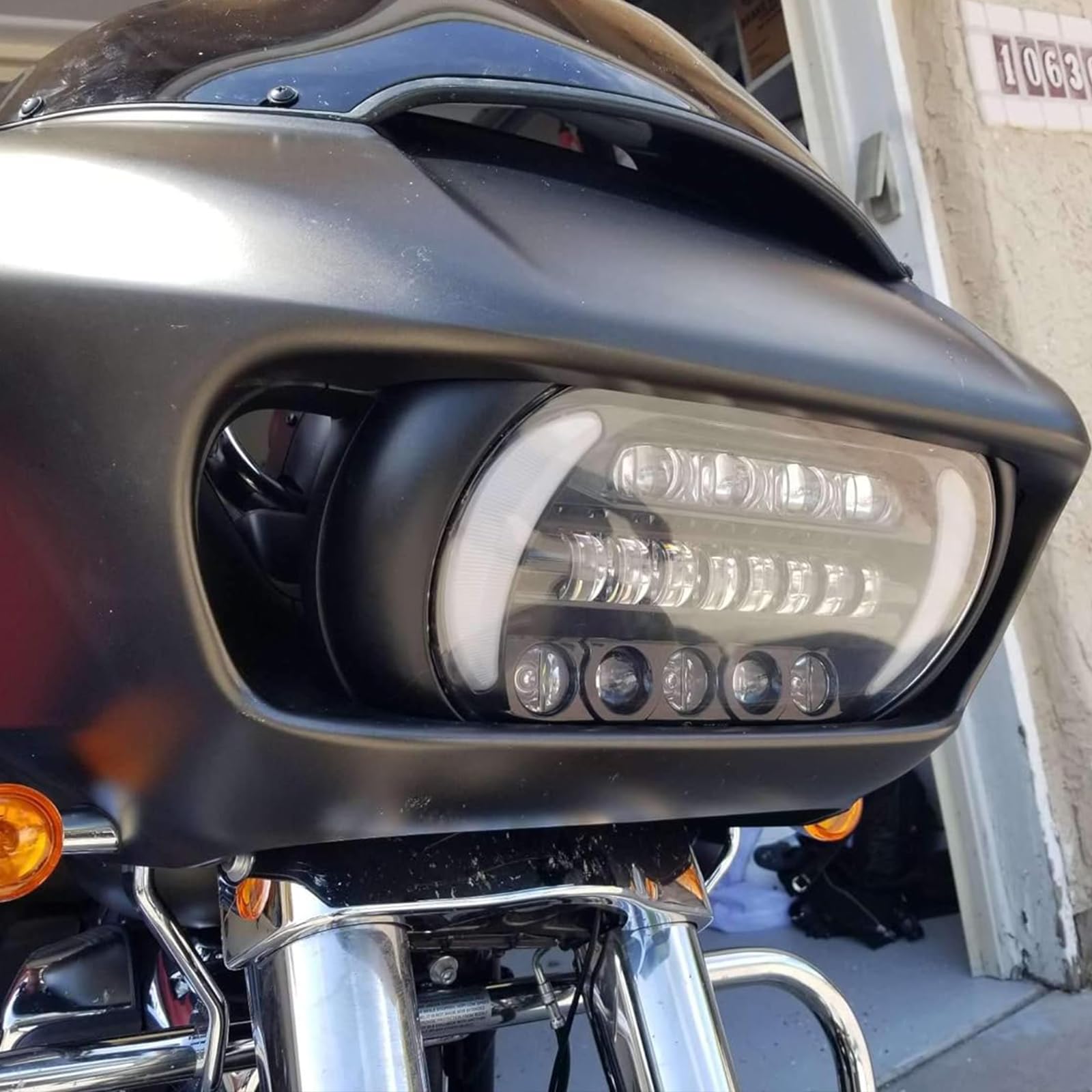LED Headlight for Harley Road Glide Motorcycle (2015-2023) - Bright Daytime Running Lights & Side Lights - Black Headlamp Replacement Accessories - Perfect for Night Riding & Enhanced Visibility