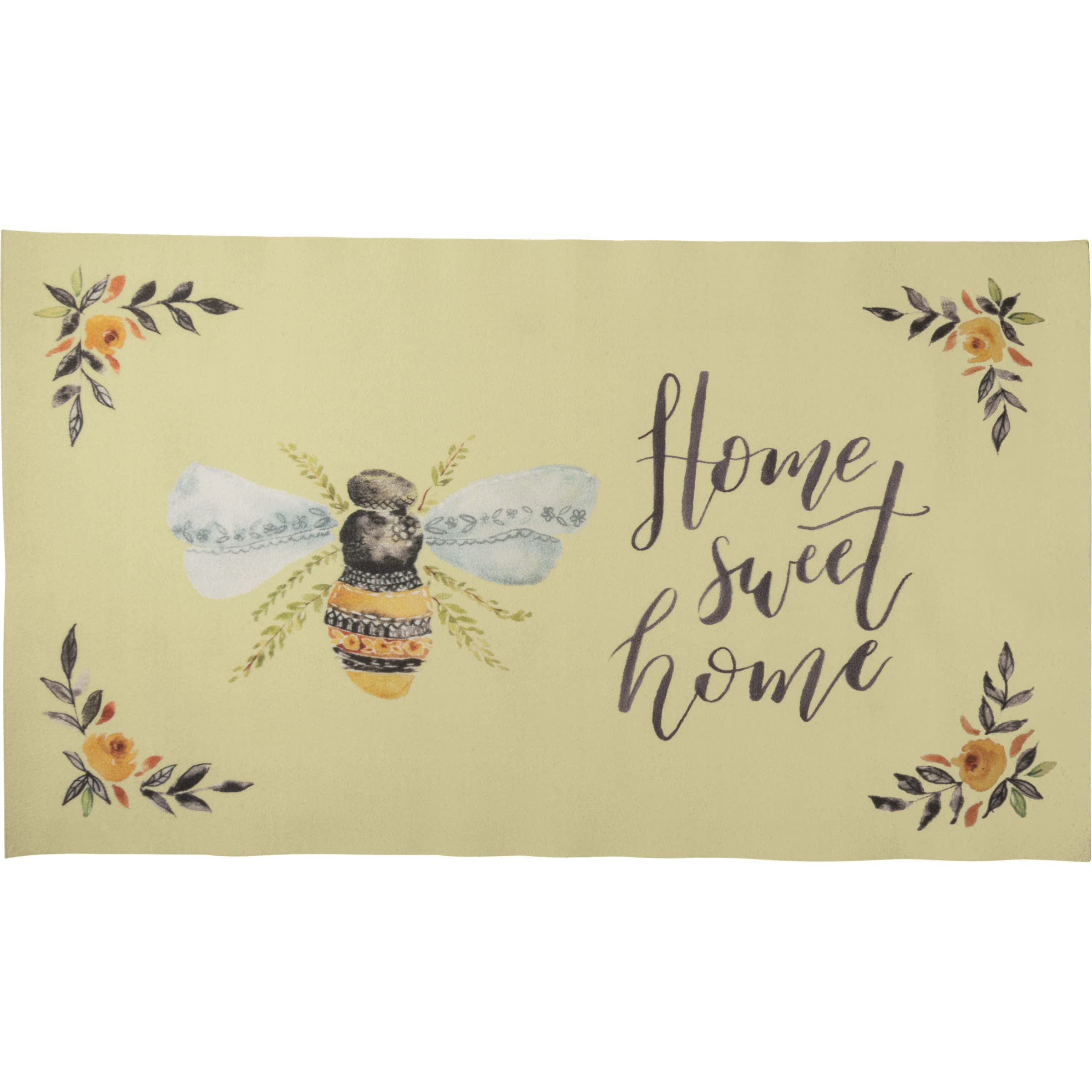 Primitives by Kathy Home Sweet Home Bee Themed Rug - Farmhouse Decor for Living Room, Kitchen, or Nursery | Non-Slip Cozy Accent Rug