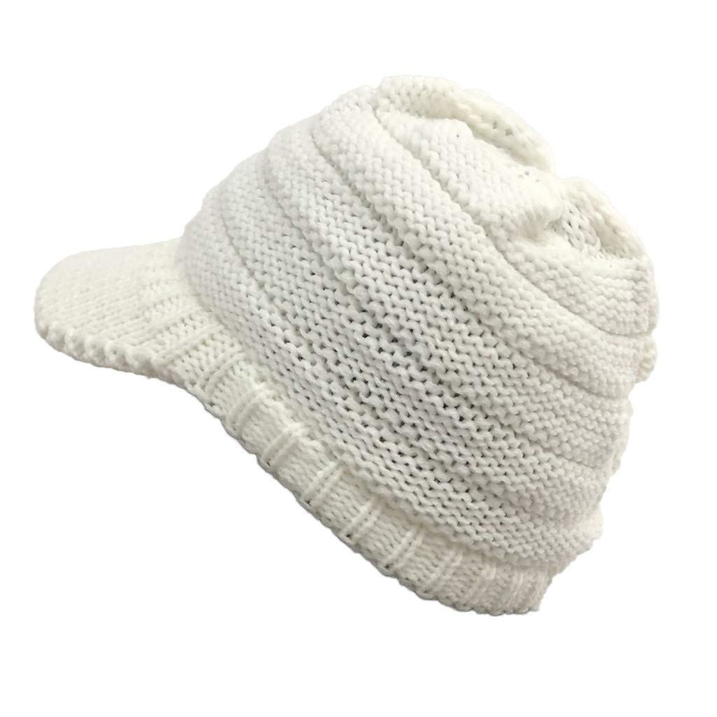 Stylish Unisex Fedora Hat for Men & Women - Solid Stitch Crochet Knit Beanie with Peaked Brim in White - Perfect for Outdoor Activities, Winter Fashion & Casual Wear