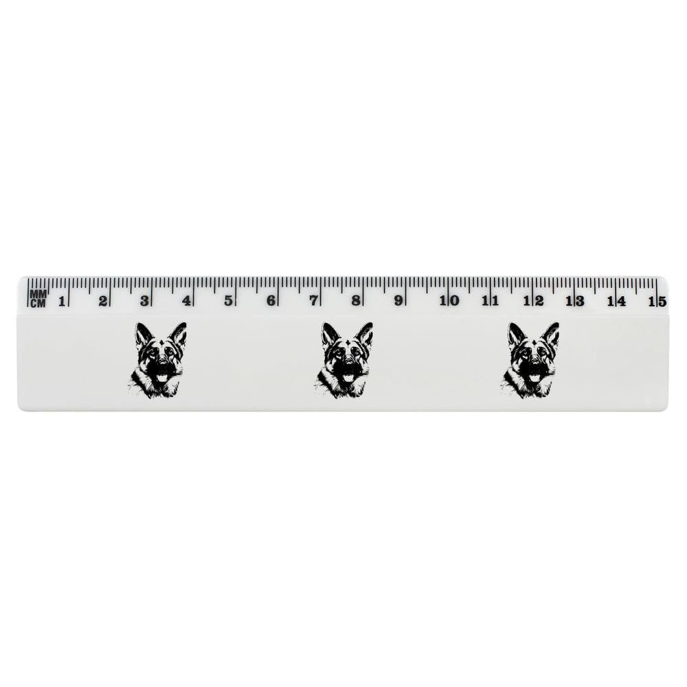 Azeeda German Shepherd Dog 15cm (6 Inch) White Plastic Ruler - School Supplies, Office Stationery, Art Measuring Tool (RL00071331)
