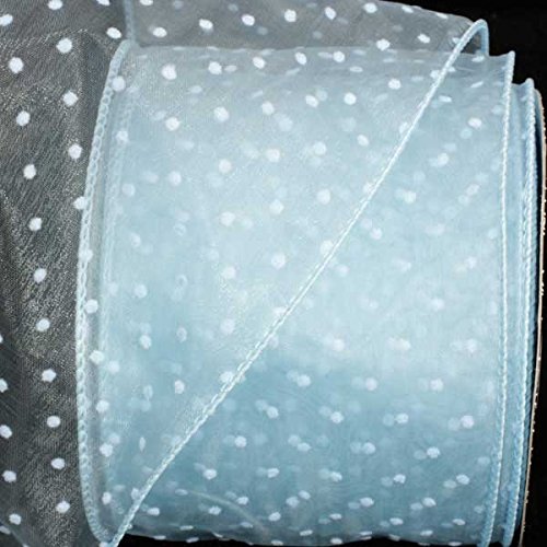 Sheer Baby Blue Polka Dot Wired Craft Ribbon - 1.5 Inch x 80 Yards - Perfect for Gift Wrapping, DIY Projects, Scrapbooking & Party Decorations
