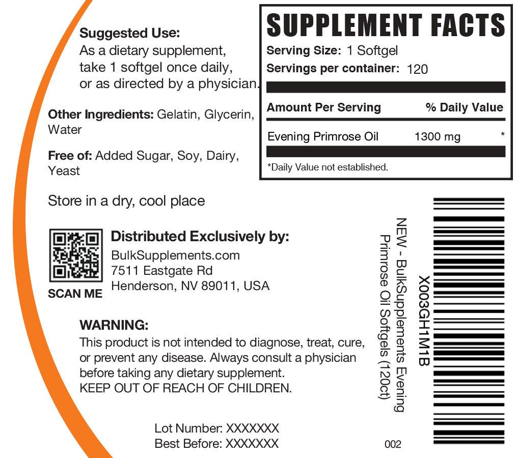 Evening Primrose Oil Softgels 1000mg - 120 Count | Natural GLA Supplement for Women's Health, Hormone Balance & Skin Care | Non-GMO, Gluten-Free | Supports PMS, Menopause & Healthy Skin
