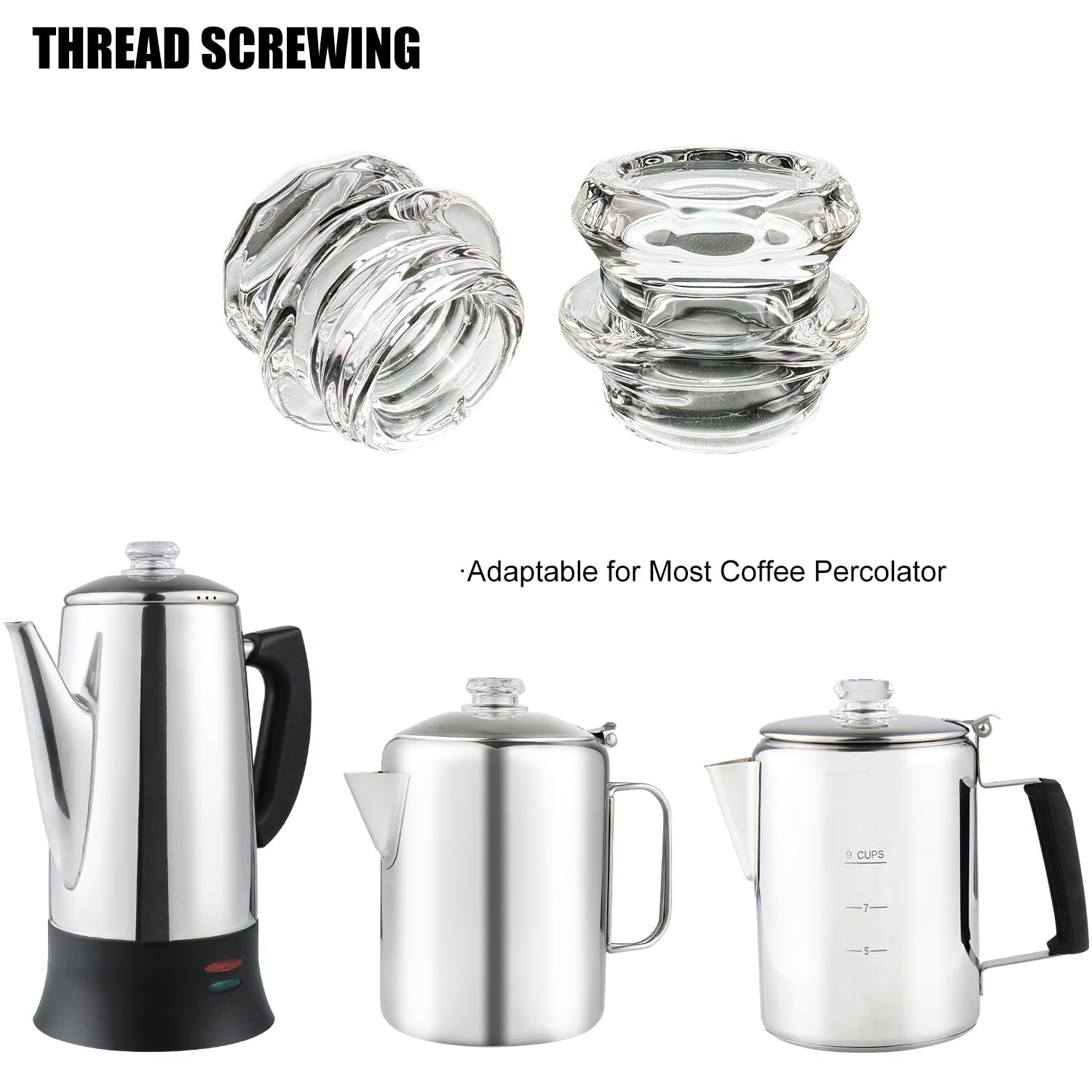 **Borosilicate Glass Coffee Percolator Knob Replacement - Heat Resistant & Durable for Electric & Camping Percolators - Perfect for Outdoor Adventures & Home Brewing**