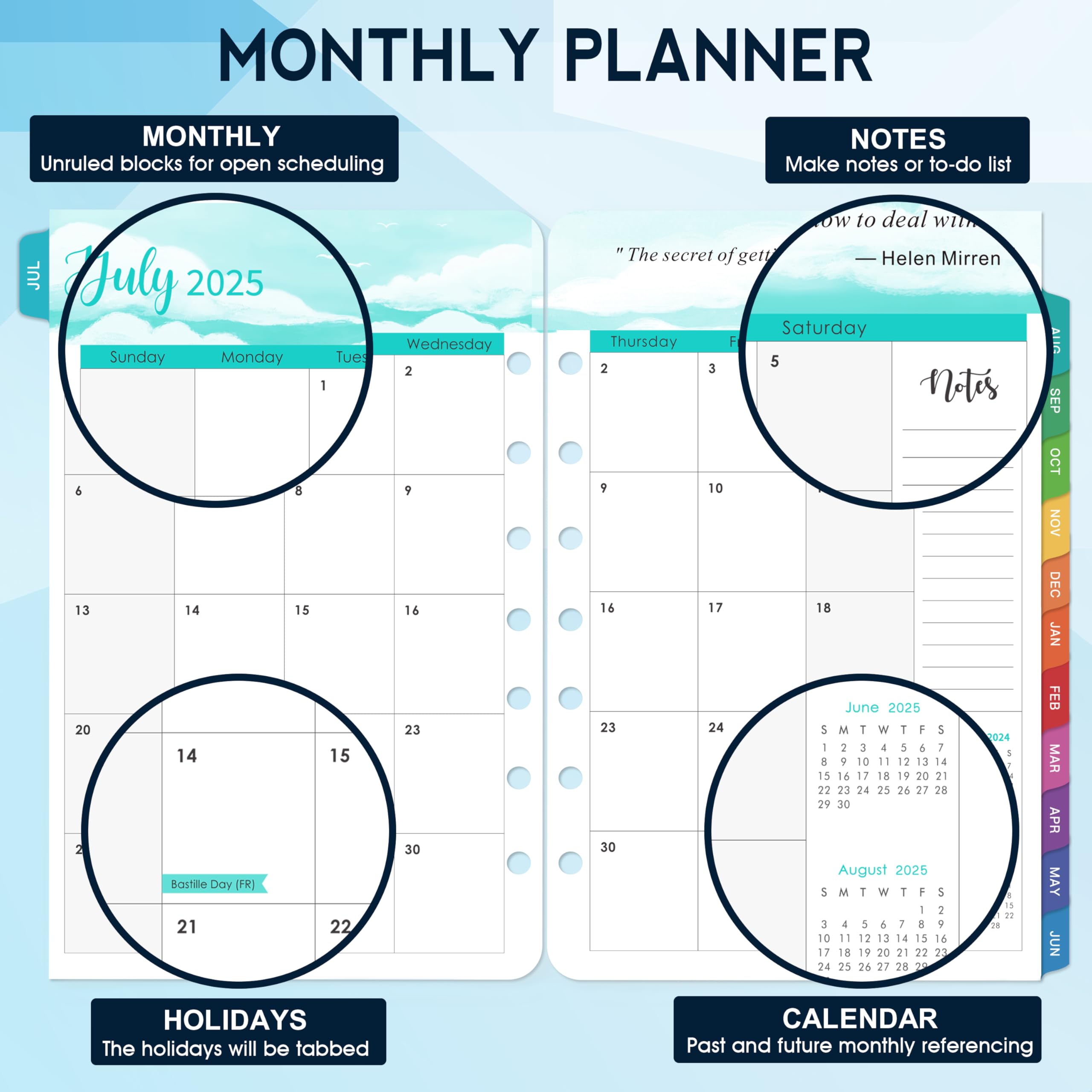 2025-2026 Planner Refills - July 2025 to June 2026 Monthly & Weekly Calendar Inserts, 5.5