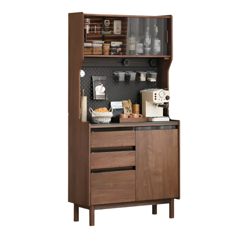 39.4x15.7x75.9 inch / 100x40x192.7 cm / Rich Dark Walnut Color / black rock board sideboard  + power rail