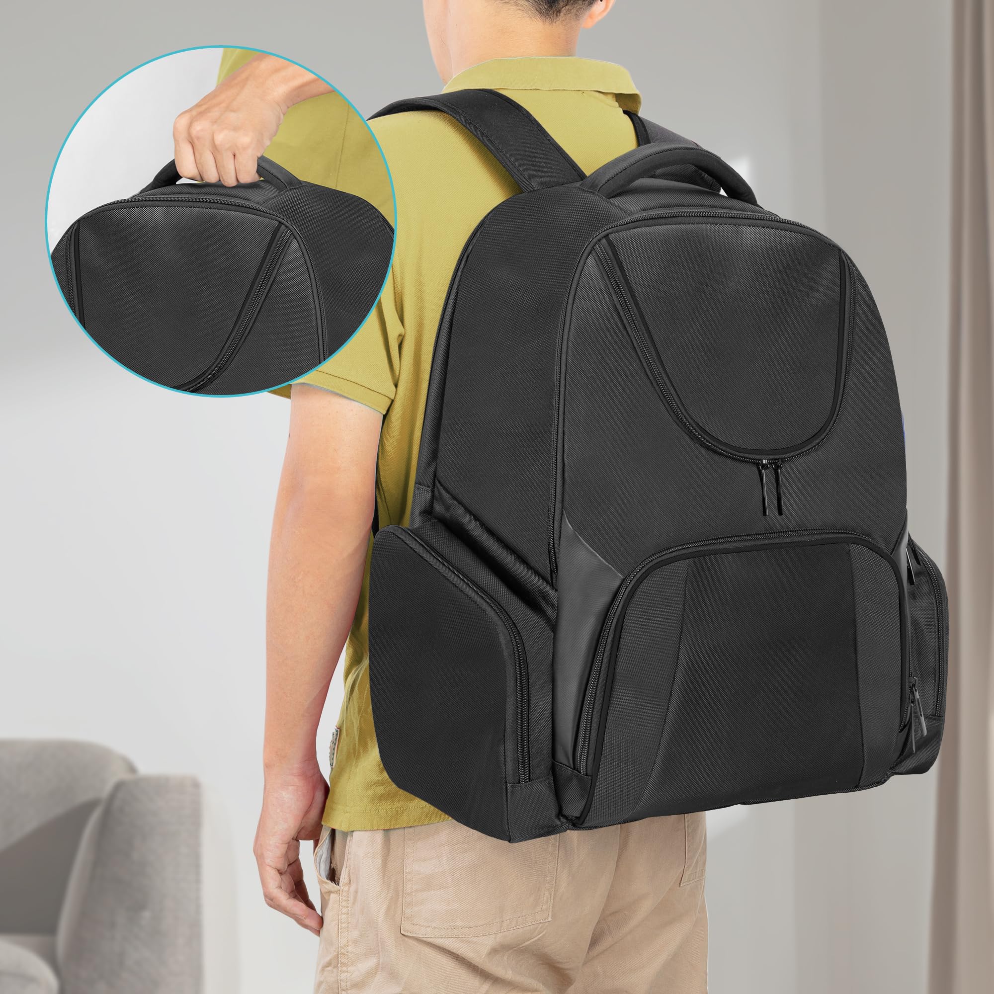 CURMIO Universal Projector Carrying Case - Compatible with Epson, BenQ & Major Projector Brands - Portable Travel Backpack with Laptop Compartment & Multiple Pockets - Durable Black Design - Perfect for Business Travel, Home Theater & Classroom Presentations