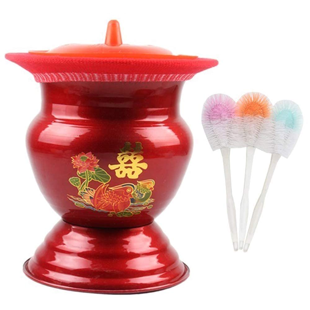 Enamel Chamber Pot with Lid - High Capacity Bedpan for Kids, Women & Adults - Portable Urinal & Spittoon for Home, Hospital & Travel Use