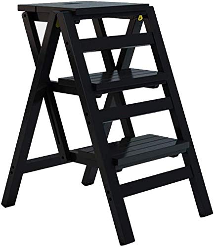 LUDIST Foldable Step Stool for Home, Multi-Functional 3-Step Ladder Stool for Indoor Use - Perfect for Reaching High Shelves, Shoe Storage, and Plant Stands