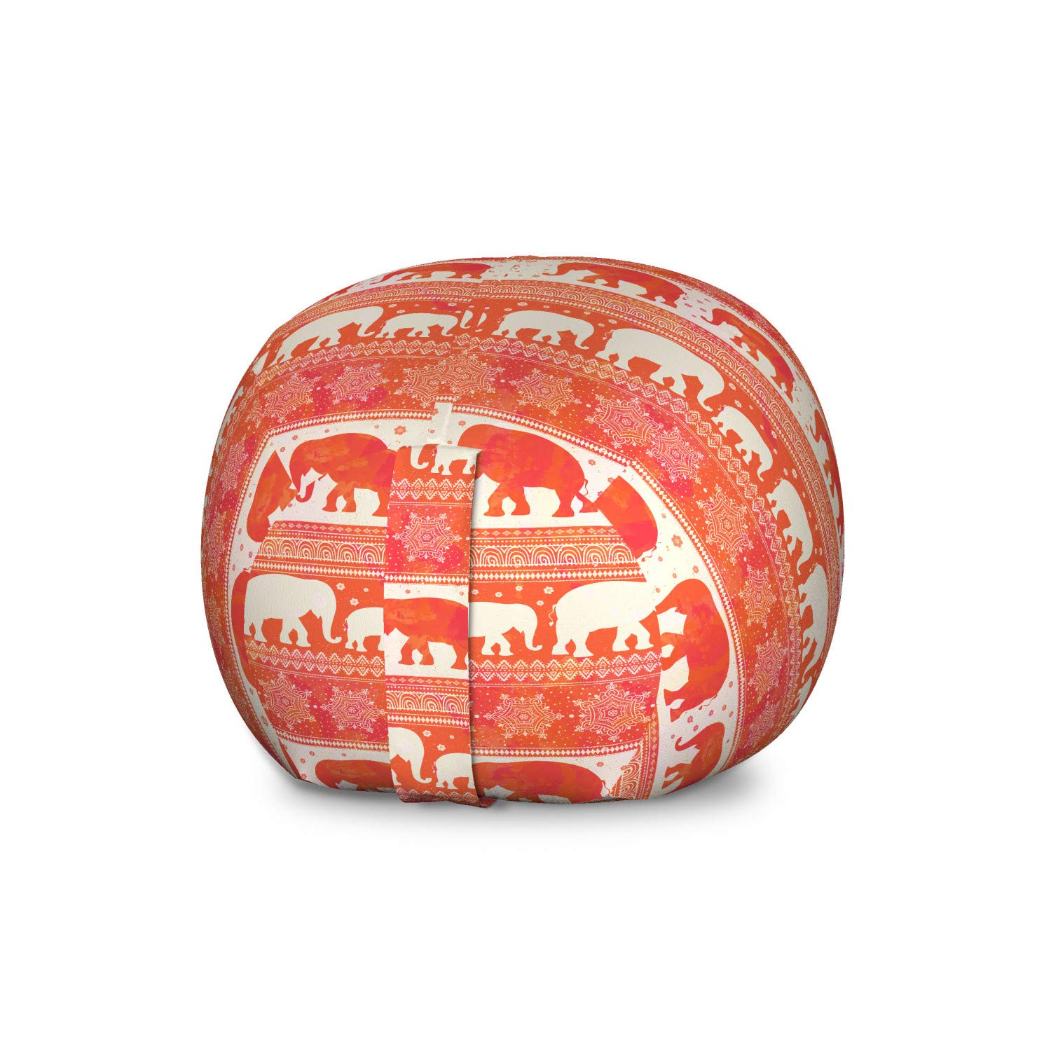 Ambesonne Oriental Storage Toy Bag Chair - Hand Drawn Traditional Silhouettes & Motifs - Large Washable Stuffed Animal Organizer - Dark Coral Vermilion - Perfect for Kids' Room Organization & Playroom Storage