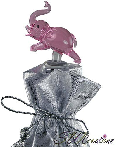Elegant Pink Elephant Glass Wine Stopper - Premium Wine Bottle Sealer for Red, White & Sparkling Wines - Perfect for Dinner Parties, Gifts & Home Bars