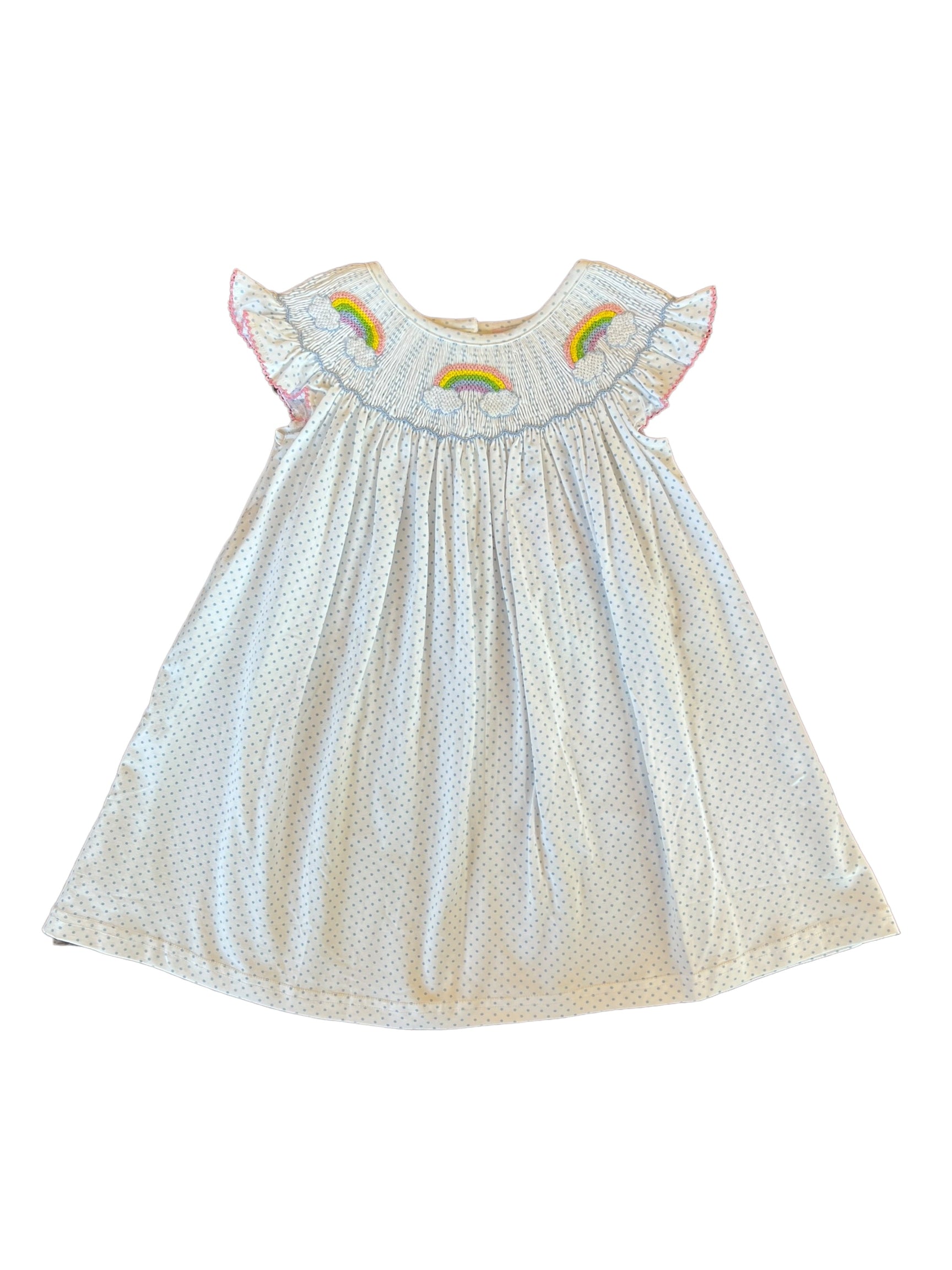 Over the Rainbow Smocked Dress for Girls - Floral Embroidered Cotton Summer Dress - Perfect for Birthday Parties, Easter & Outdoor Photoshoots