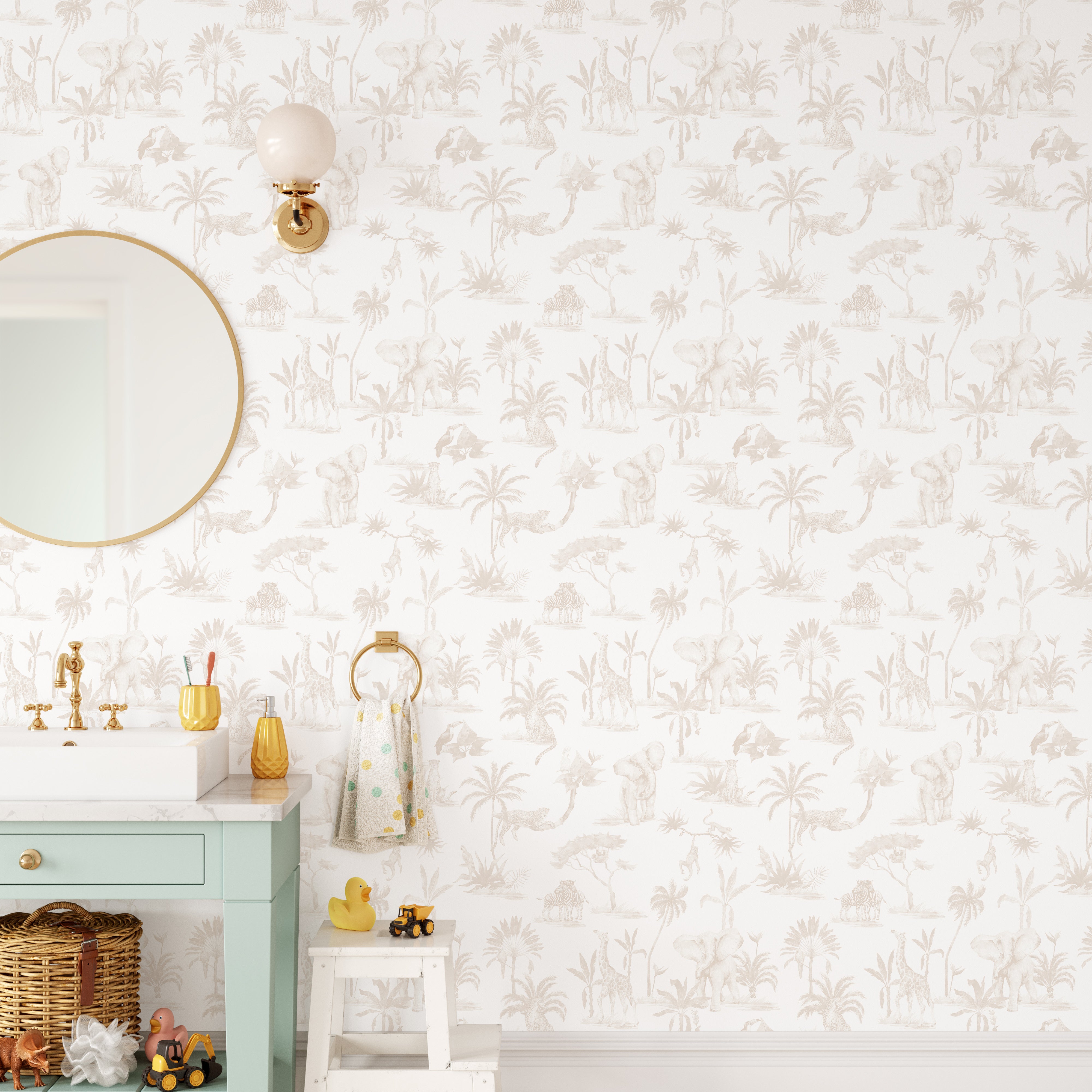 Beige Animal Print Wallpaper CC339 - Self-Adhesive Removable Peel and Stick Wallpaper for Bedroom, Living Room, and Office Decor
