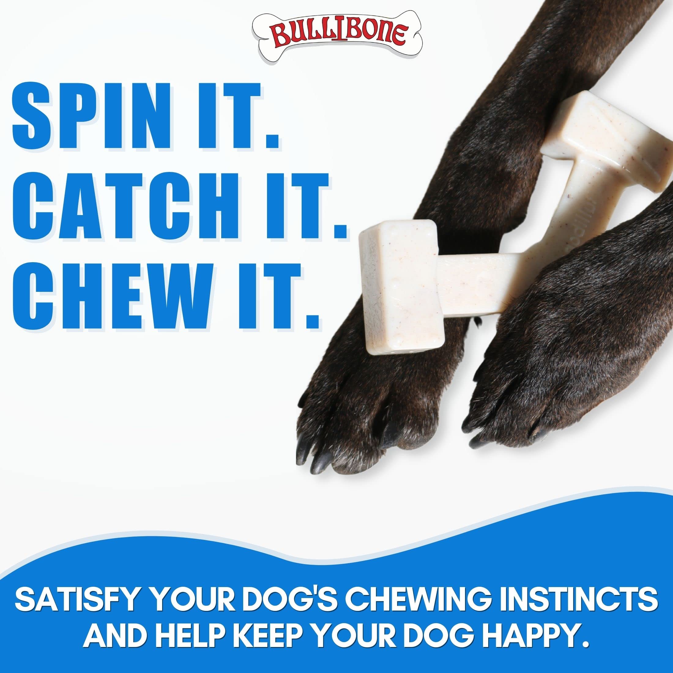 Bullibone Nylon Dog Chew Toy - Interactive Spin-a-Bone Chewing Toy for Dogs, Promotes Dental Health & Natural Instincts | Perfect for Aggressive Chewers, Teething Puppies & Boredom Relief