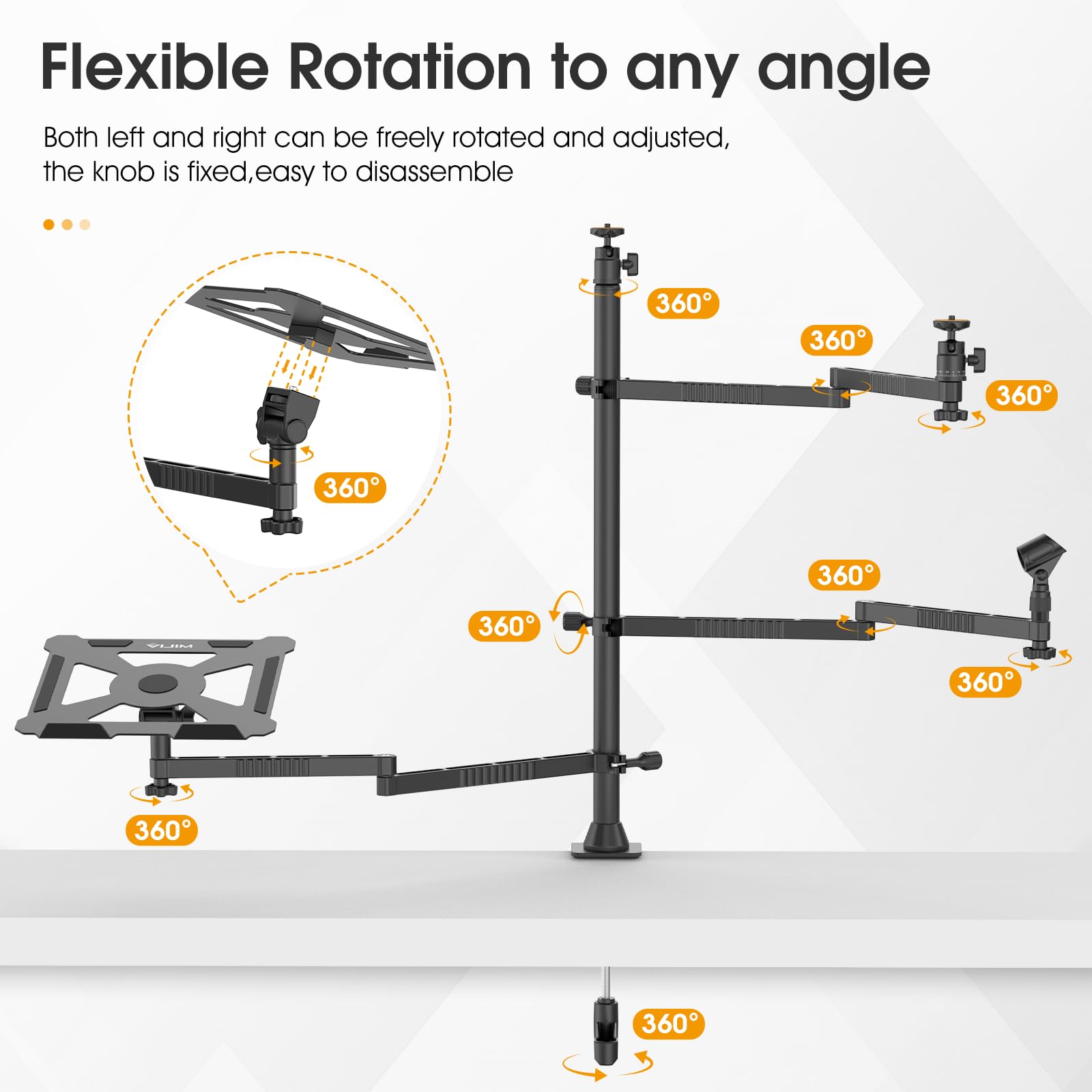 Ulanzi VIJIM LS23 Professional Broadcast Boom Arm - Adjustable Overhead Camera Mount & Microphone Stand for Blue Yeti Nano, DSLR, Webcam, Ring Light - Perfect for Podcasting, Streaming, YouTube Videos & Home Studio Setup