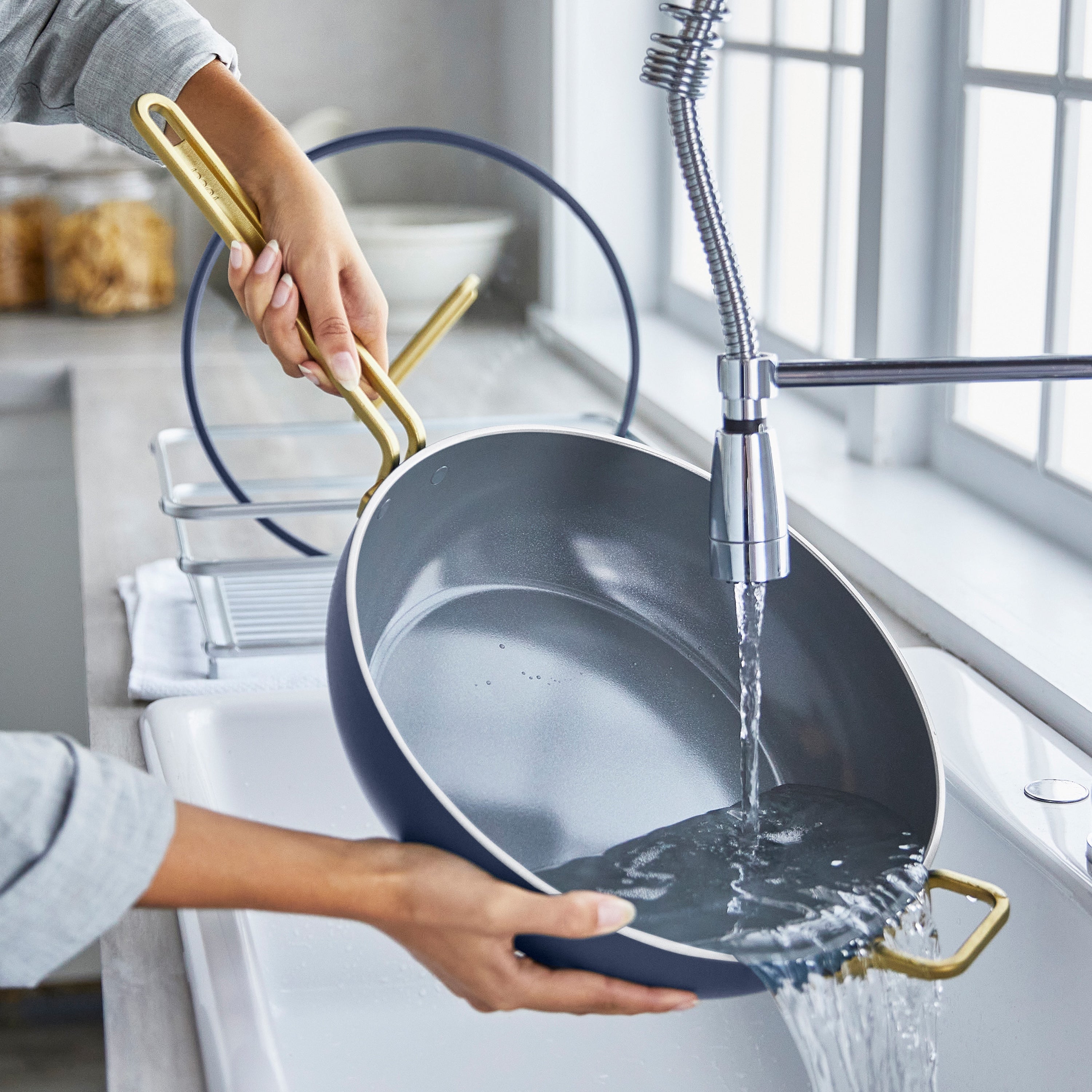 Stanley Tucci™ Ceramic Nonstick 4.5 Quart Saucepan with Lid - Marino Blue Cookware for Healthy Cooking | Perfect for Pasta, Soups & Sauces