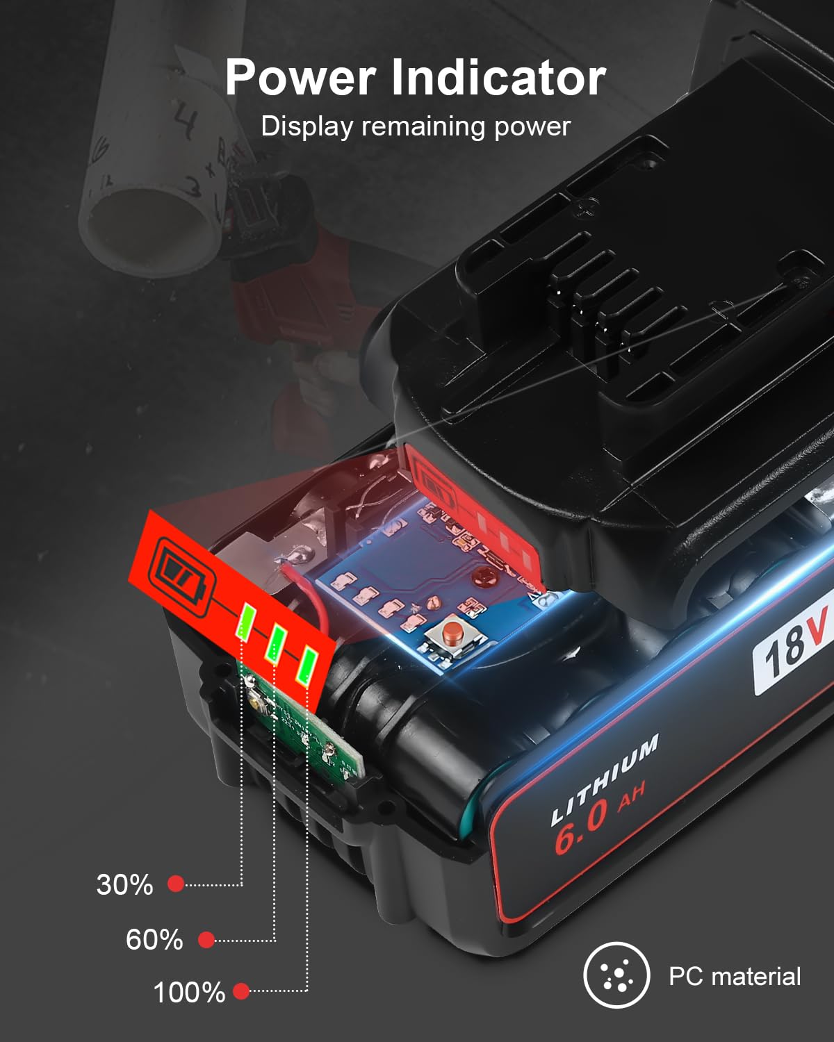 4-Pack 6.0AH M-18 18V Lithium-Ion Battery Replacement for Milwaukee M18 Power Tools - Perfect for Drills, Saws & Cordless Tools