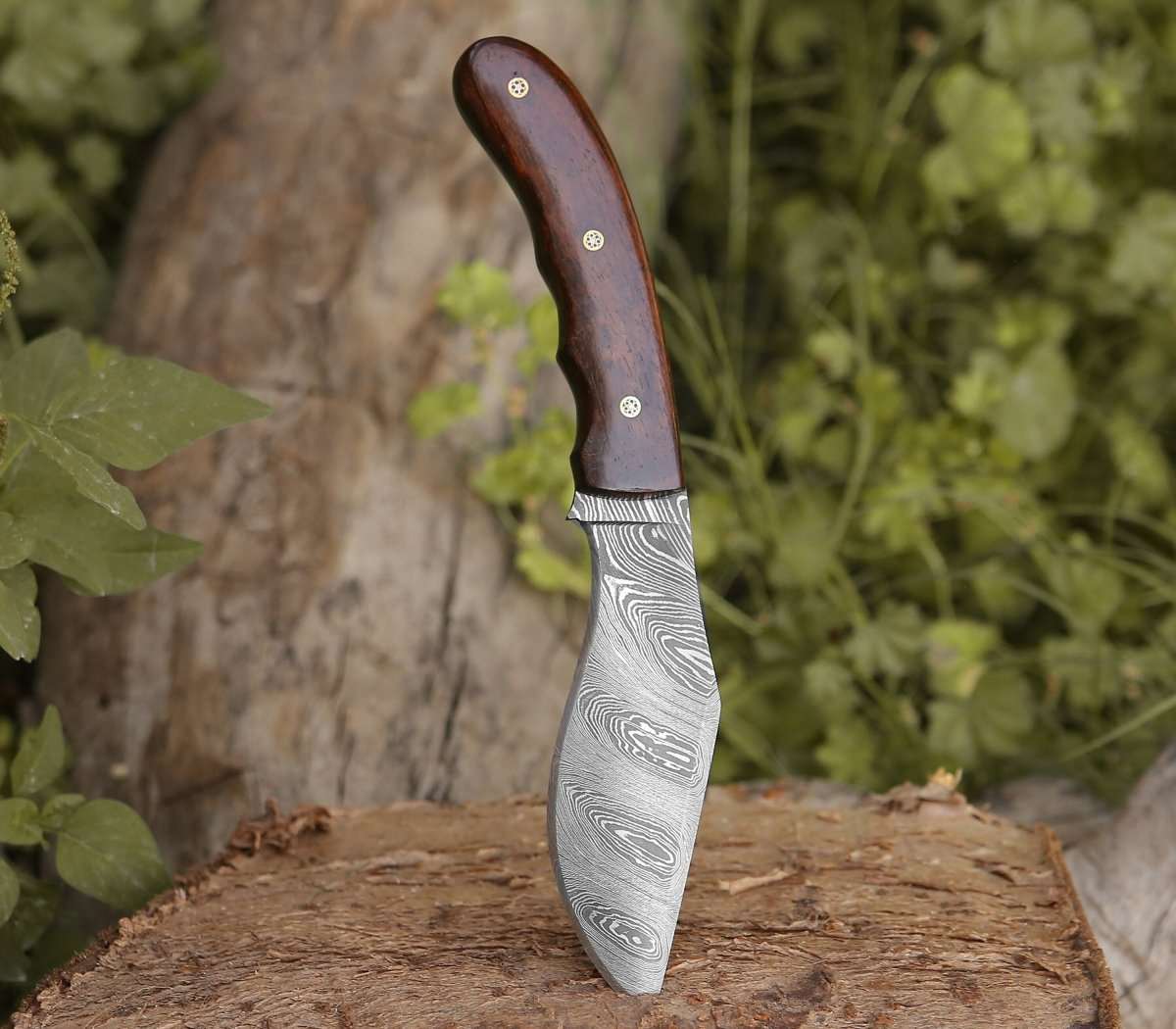 Premium Huntsman Damascus Steel Kukri Knife with Exotic Rosewood Handle - Outdoor Survival, Camping, Hunting & Bushcraft Essential