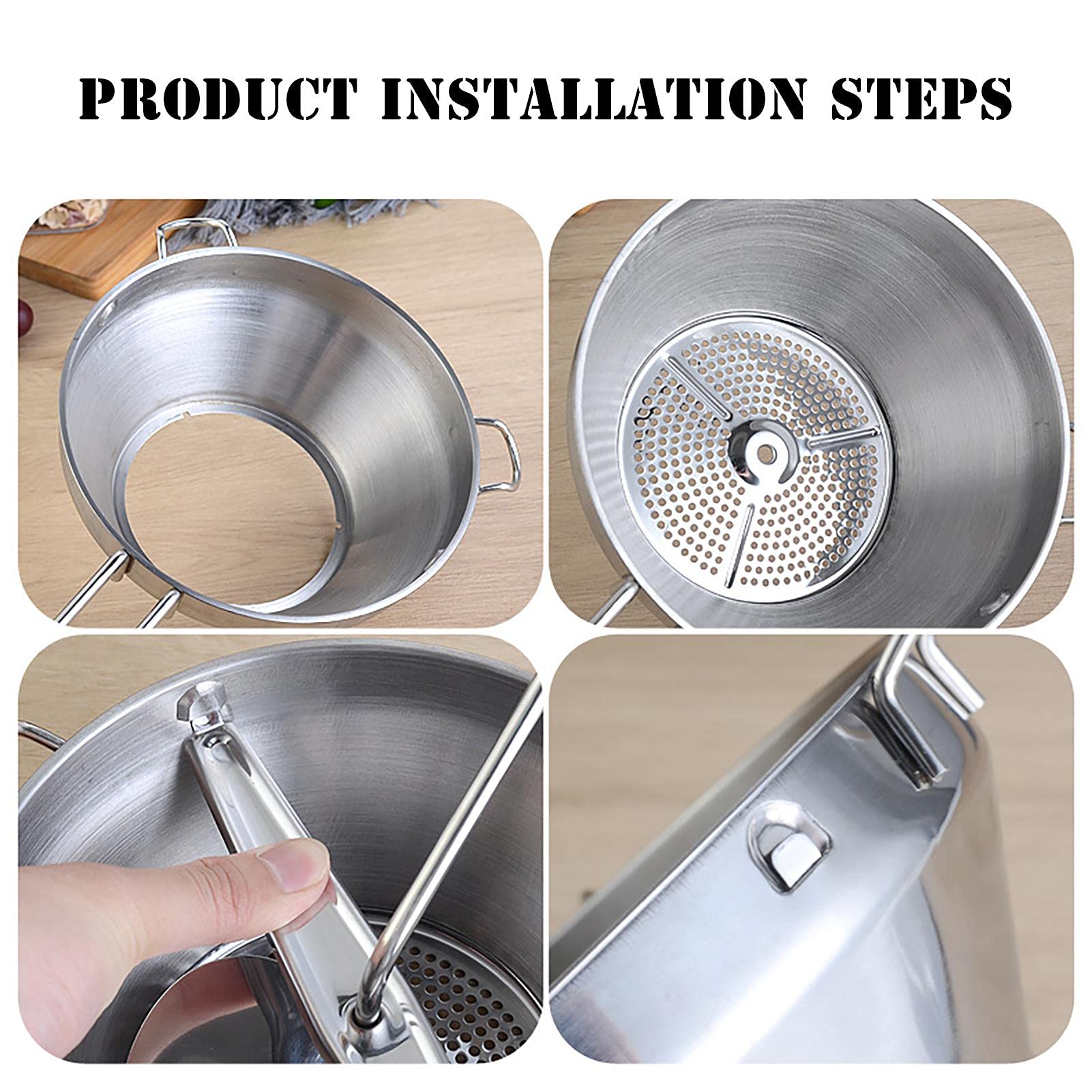 Premium Stainless Steel Food Mill with 3 Interchangeable Discs - Manual Puree Maker for Tomato Sauce, Applesauce, Jam & Baby Food - Durable Rotary Food Grinder for Home Kitchen & Canning