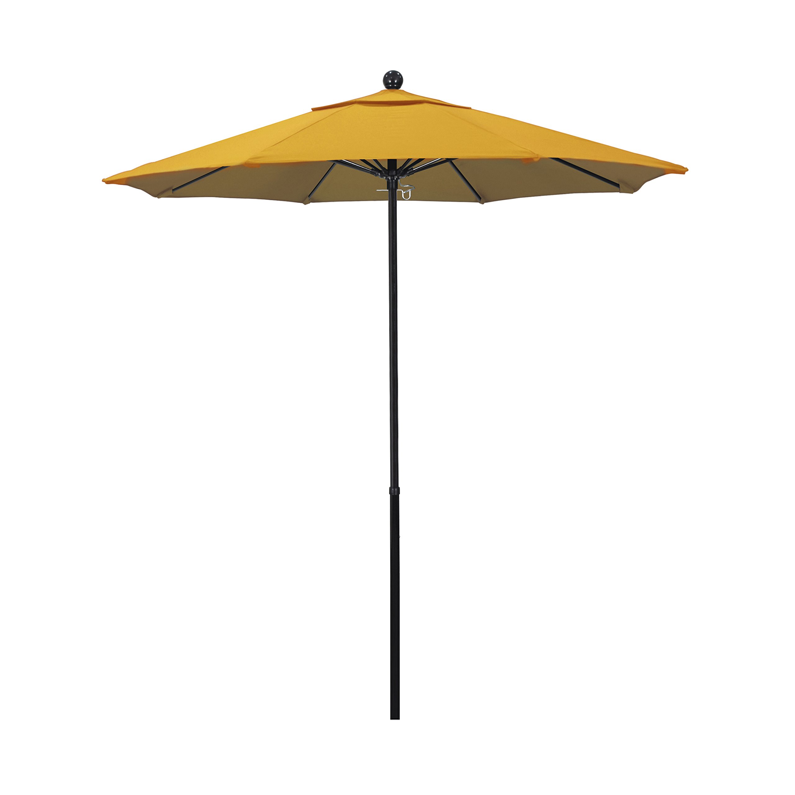 7.5ft Fiberglass Market Umbrella - Push Lift, Black Pole, Lemon Olefin for Patio & Outdoor Dining