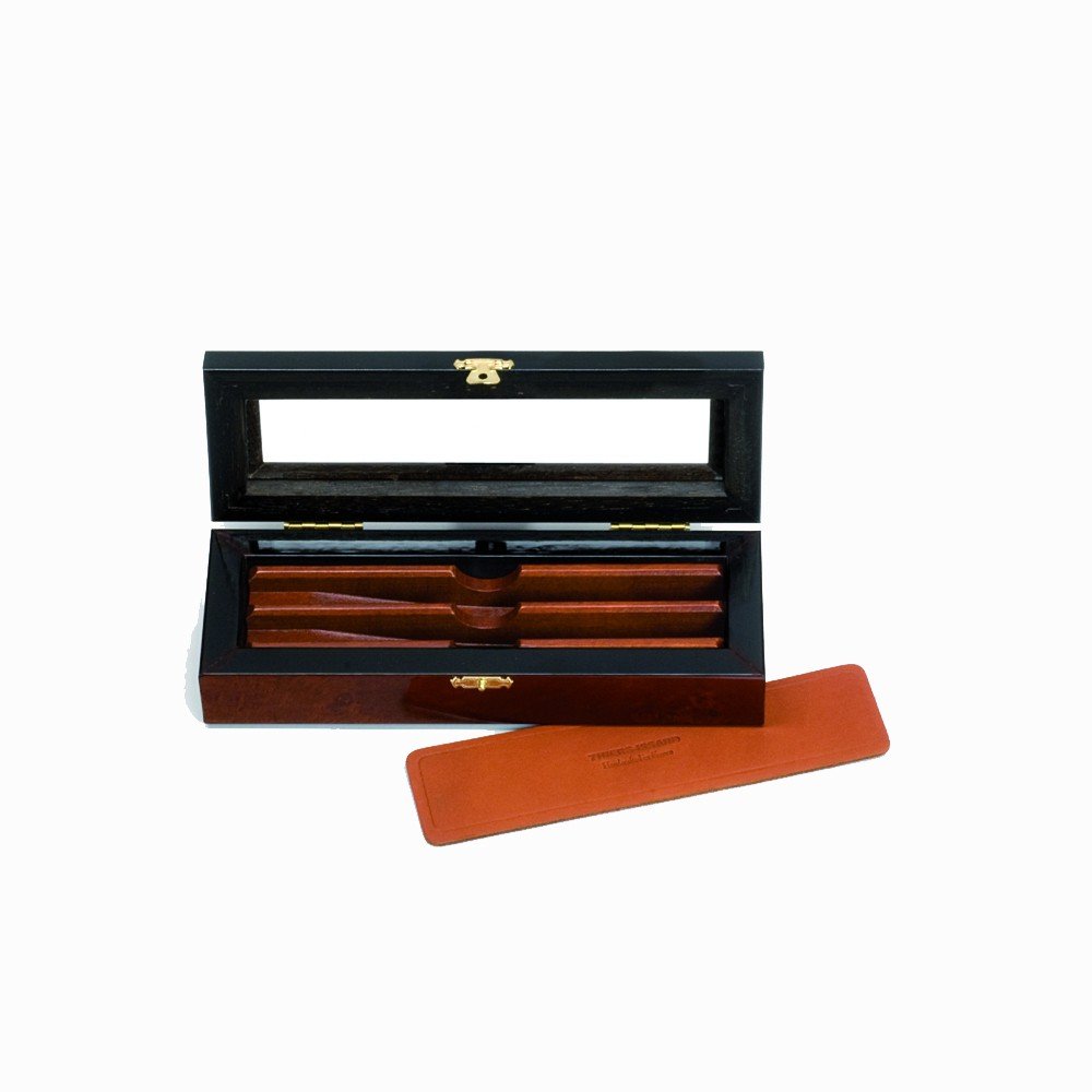 Premium Elm Burl Wood Box for 2 Straight Razors - Handcrafted Luxury Shaving Set from France - Perfect for Barber Shops, Grooming Gifts & Travel Storage