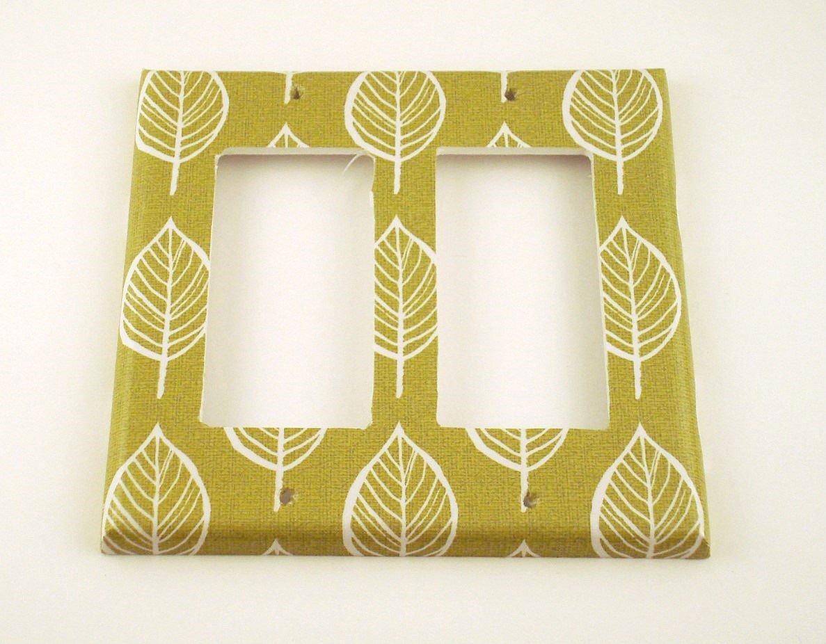 2 Gang Rocker Light Switch Plate - Olive Green with Leaf Design (220DR) - Perfect for Bedroom, Living Room, and Office Decor