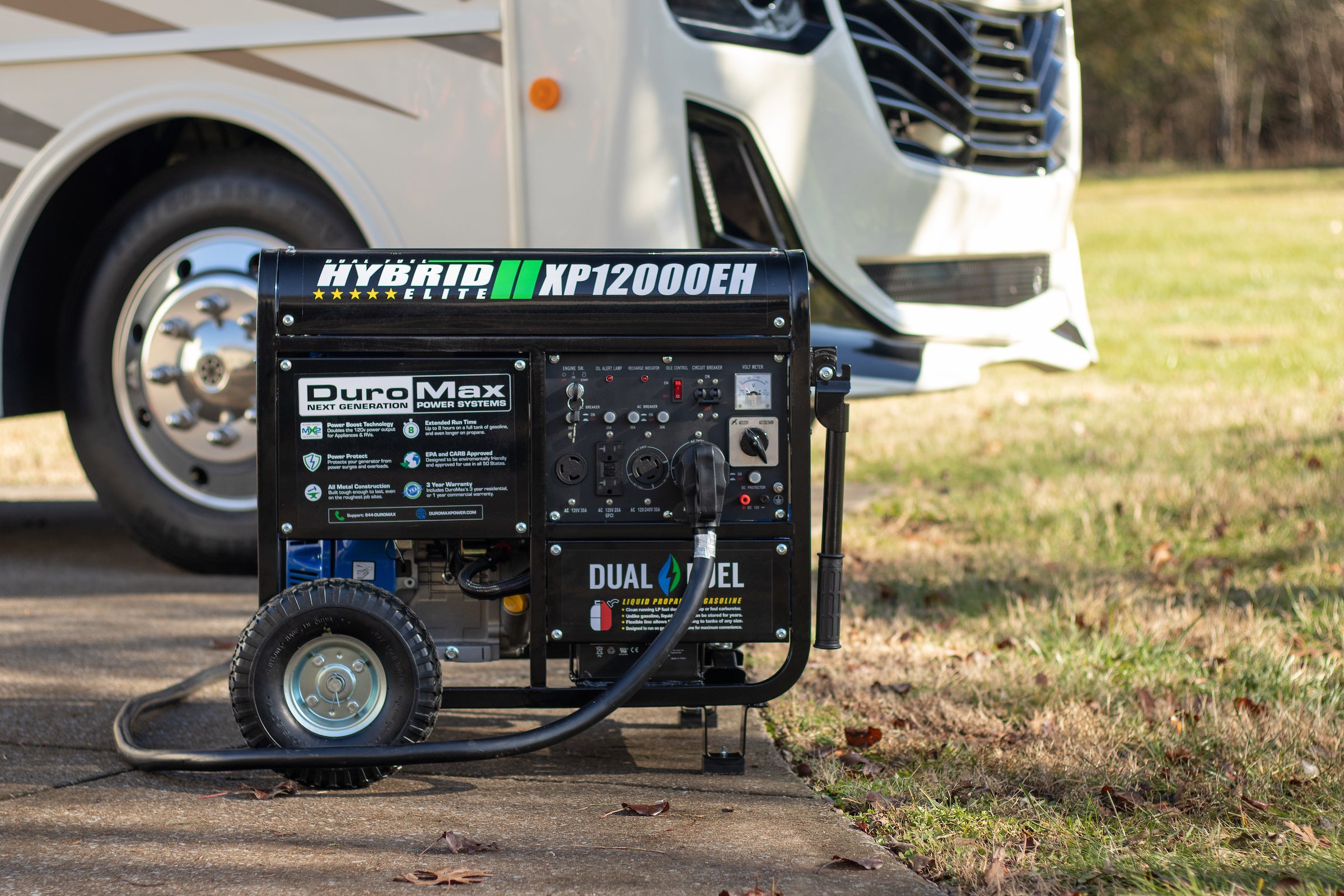 12,000 Watt Dual Fuel Portable Generator - Gas & Propane Powered for Home Backup, Camping & Outdoor Use