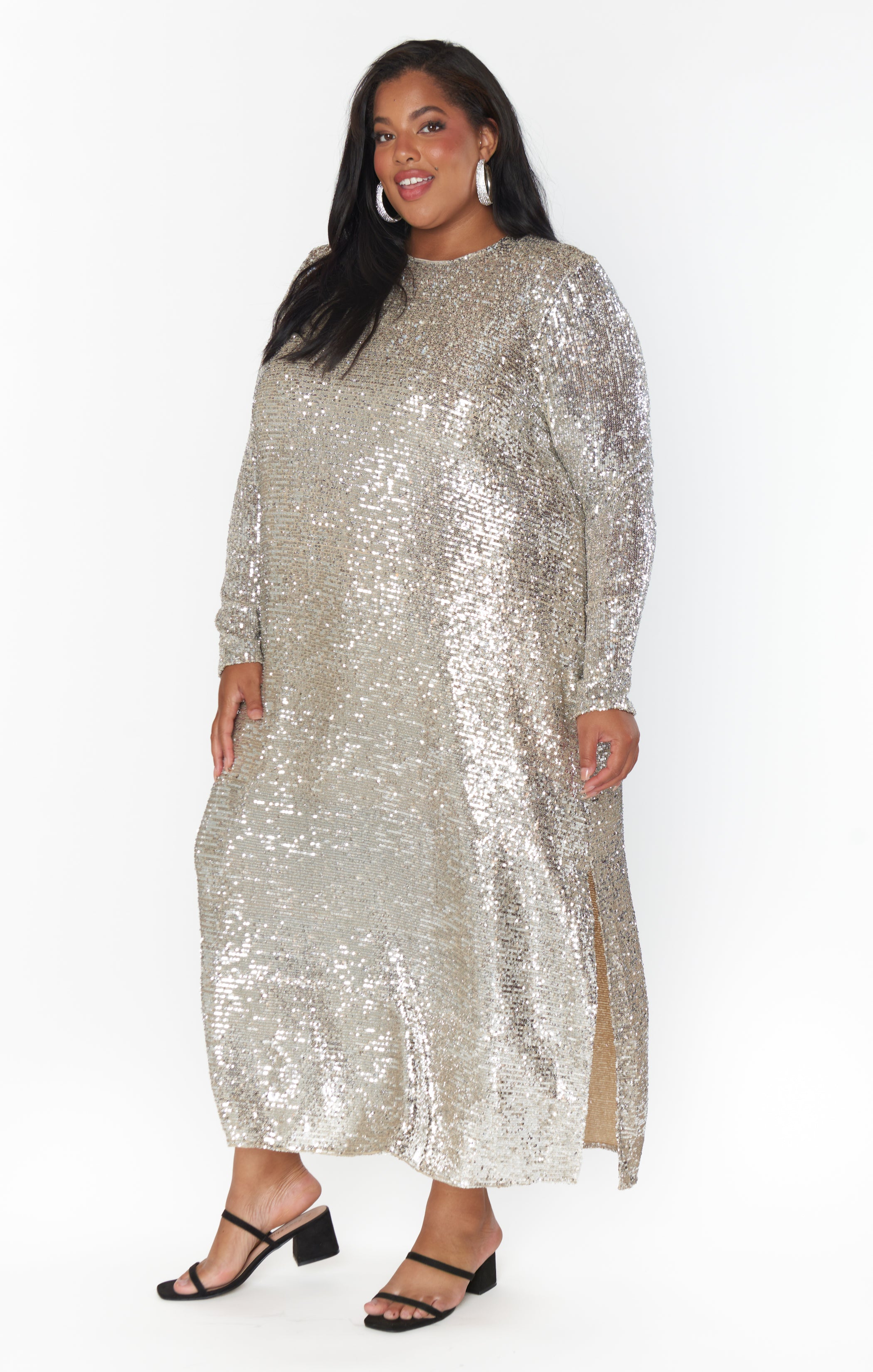 Maddison Platinum Sequin Party Dress for Women - Elegant Evening Gown for Prom, Wedding & Special Occasions