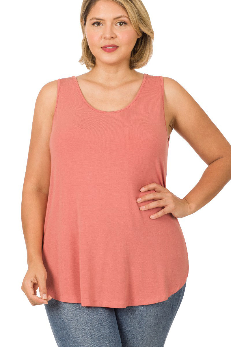 Plus Size Round Hem Tank Tops for Women - Comfortable & Flattering Casual Wear - Perfect for Summer, Layering & Everyday Outfits