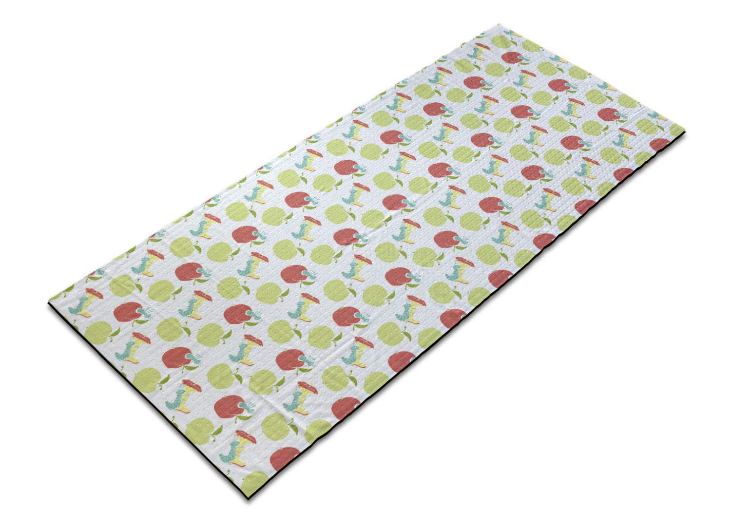 Ambesonne Non-Slip Yoga Mat Towel - Caterpillar & Apple Nature Design, 25