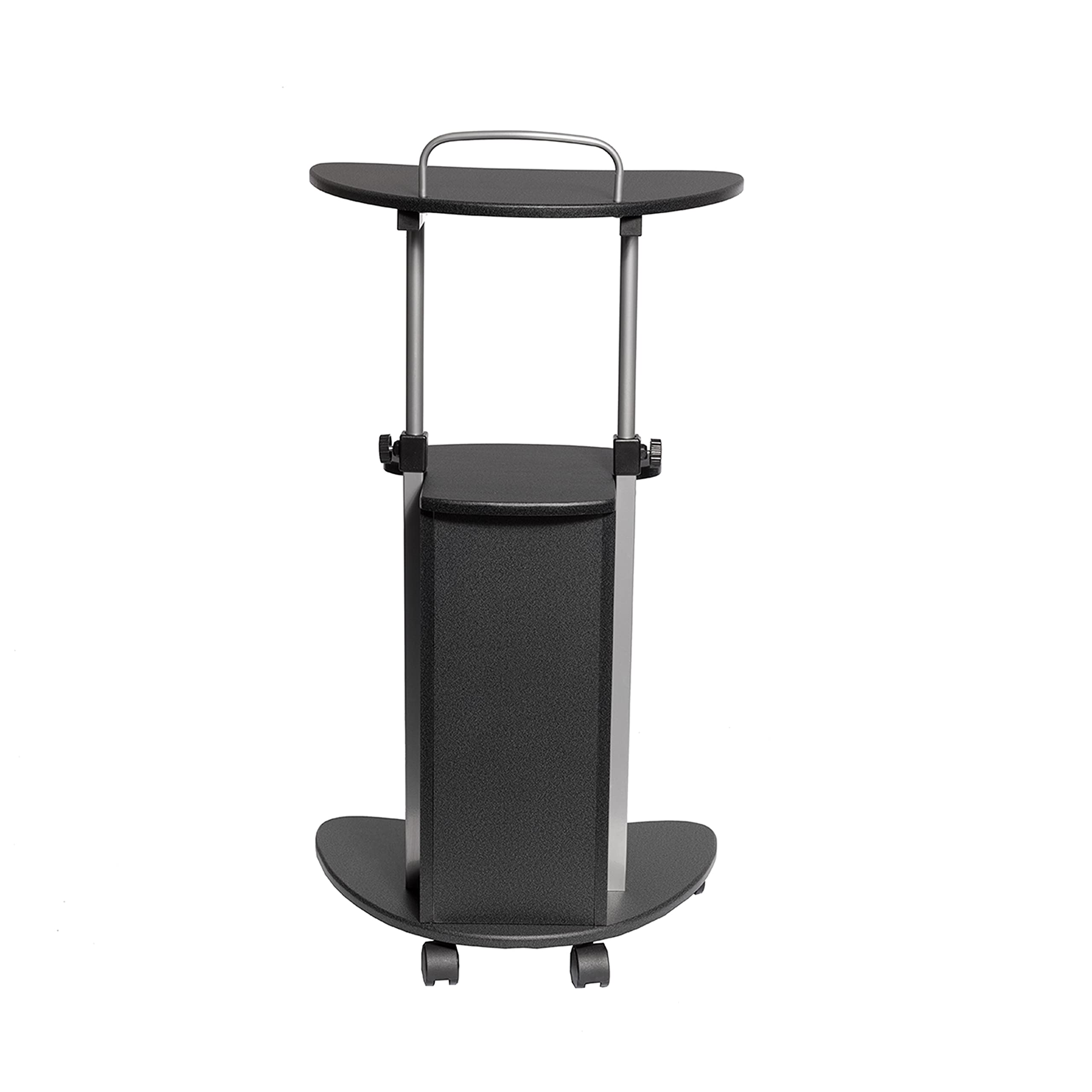 Techni Mobili Adjustable Height Rolling Laptop Cart with Storage - Sit to Stand Mobile Workstation, Graphite (22