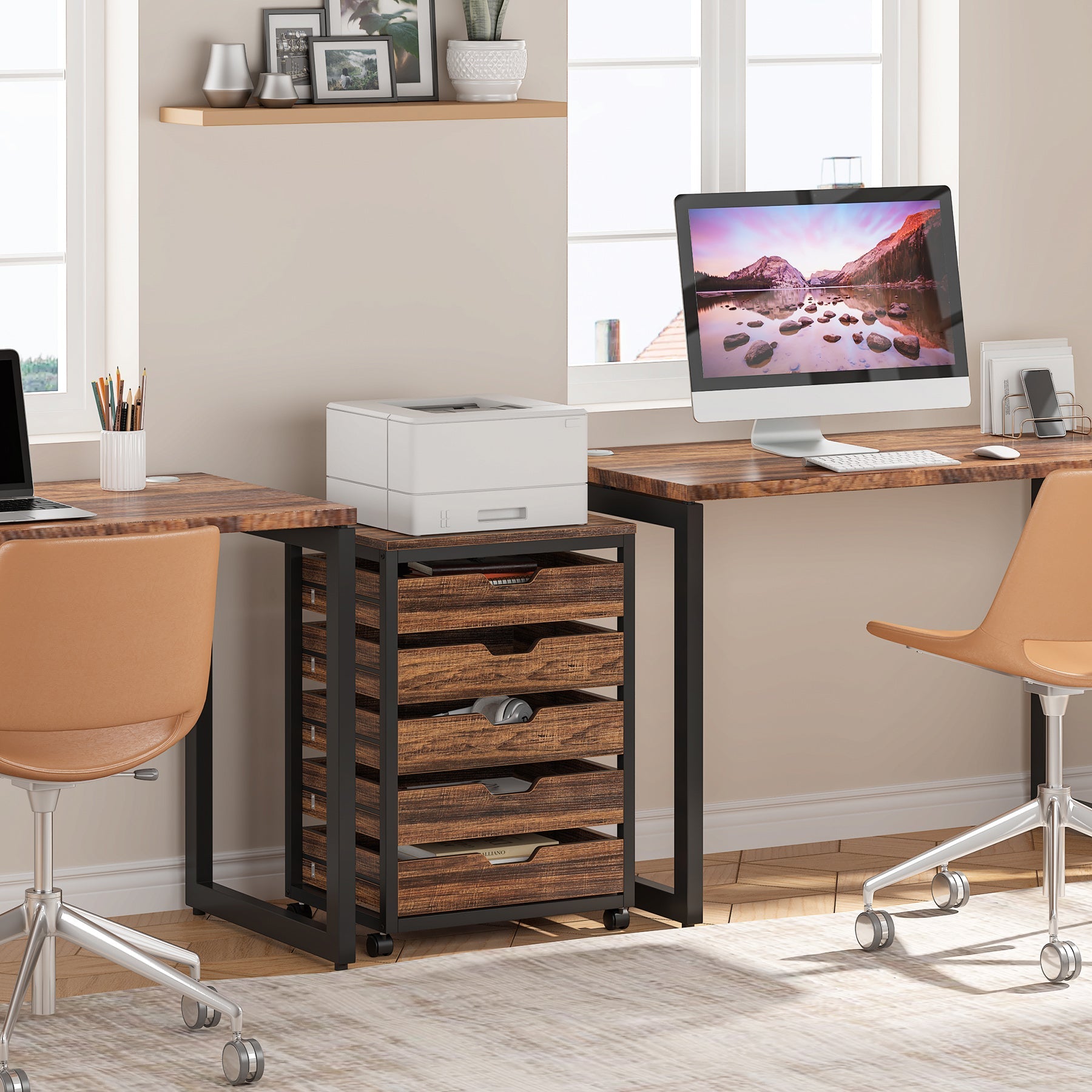 5/7 Drawer Wooden Storage Dresser Cabinet with Wheels - Perfect for Bedroom, Living Room & Office Organization