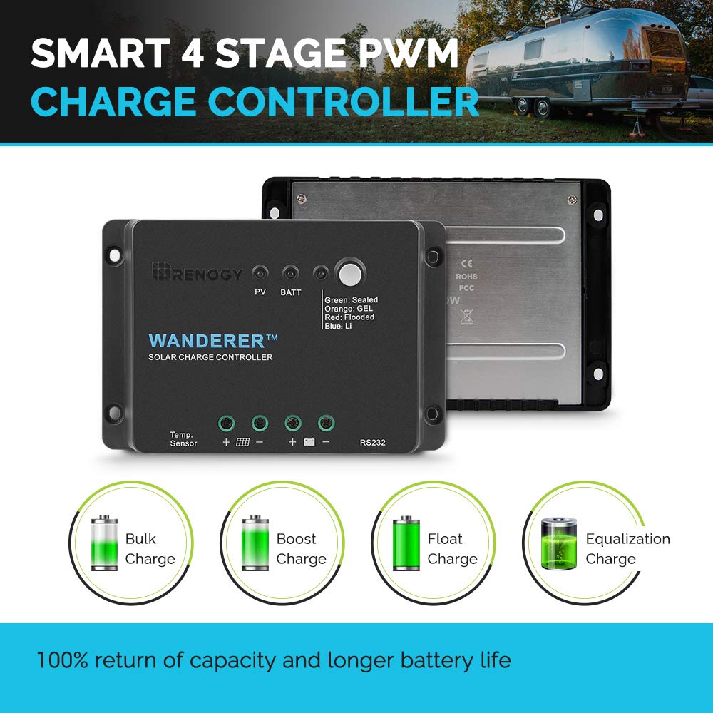 Renogy 100W 12V Monocrystalline Solar Panel with 30A PWM Charge Controller Kit | Off-Grid Solar Power System for RV, Boat, Cabin & Home Use
