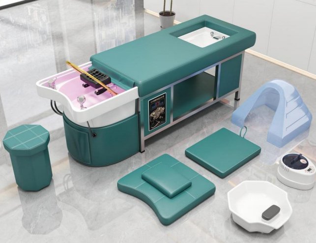 Premium Greenlife Paramount Thai Head Spa Salon Bed with Stainless Steel & Ceramic Basin - Complete Set for Professional Hair Washing & Scalp Massage in Salons & Spas