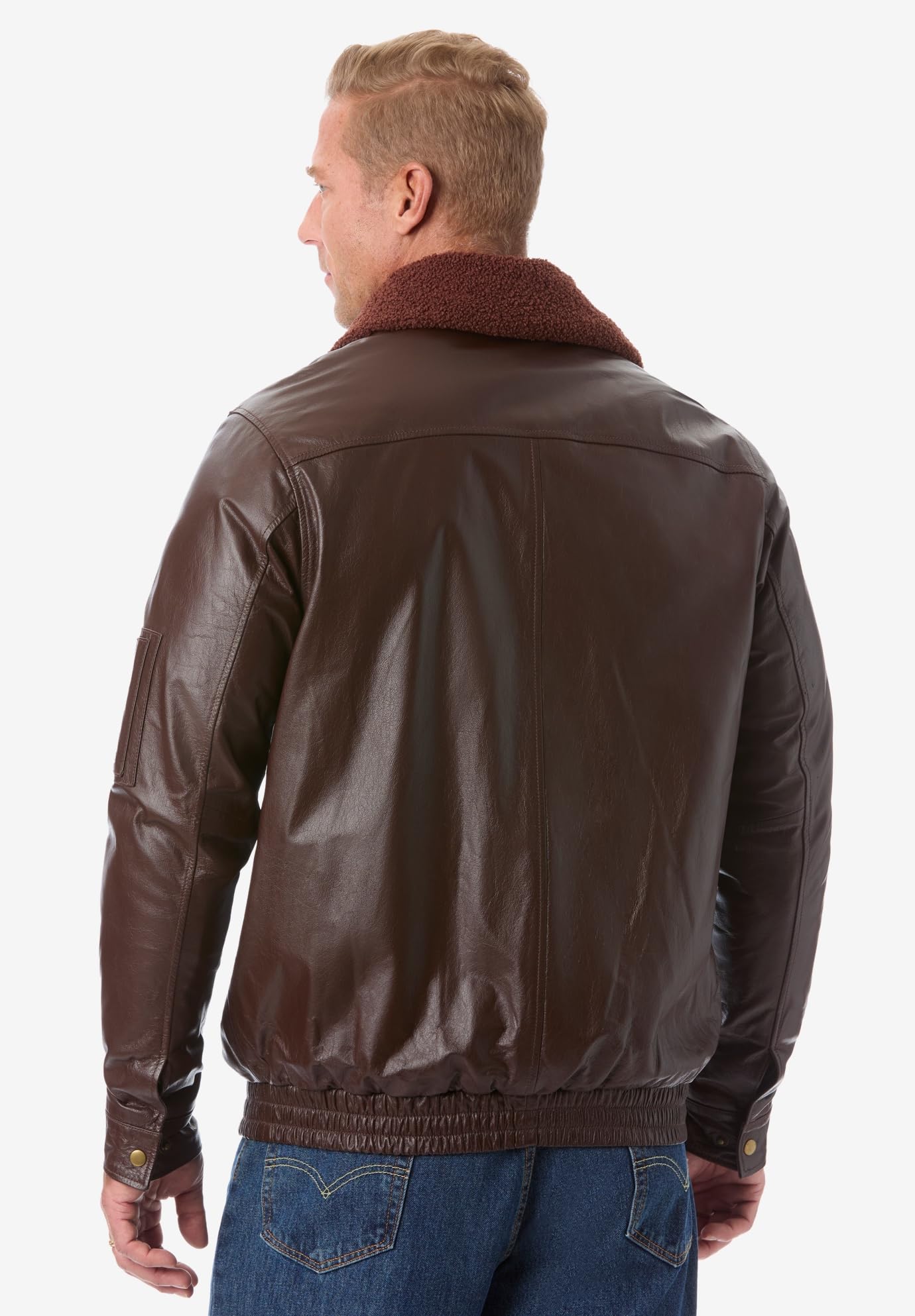 KingSize Men's Big & Tall Genuine Leather Flight Bomber Jacket - Warm Winter Aviator Coat for Casual & Outdoor Wear