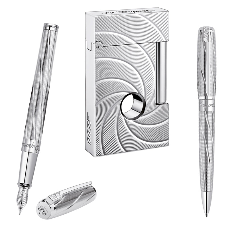 S.T. Dupont James Bond Palladium Finish Luxury Pen Collection Kit - Premium Writing Gift Set for Business Professionals & Collectors