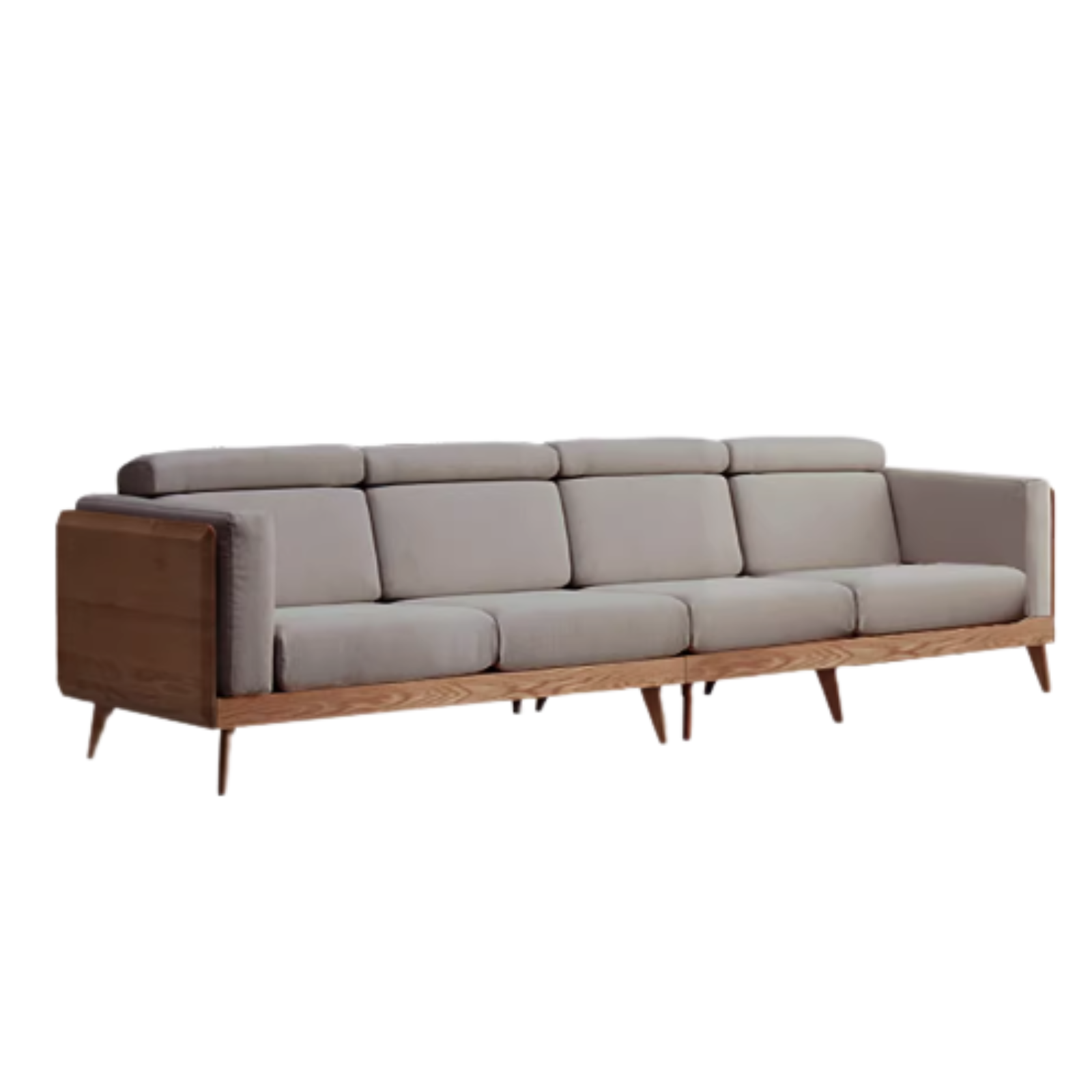 Premium Black Walnut & Ash Solid Wood Adjustable Headrest Sofa - Modern Living Room Furniture for Relaxation & Comfort