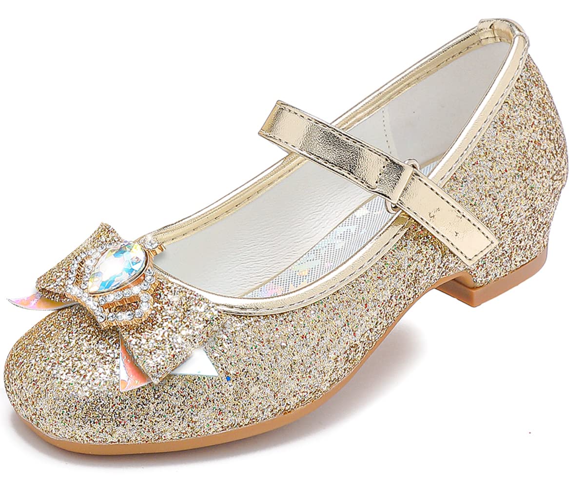Furdeour Girls Mary Jane Dress Shoes - Glitter Princess Heels for Toddlers & Kids - Perfect for Weddings, Bridesmaids & Special Occasions