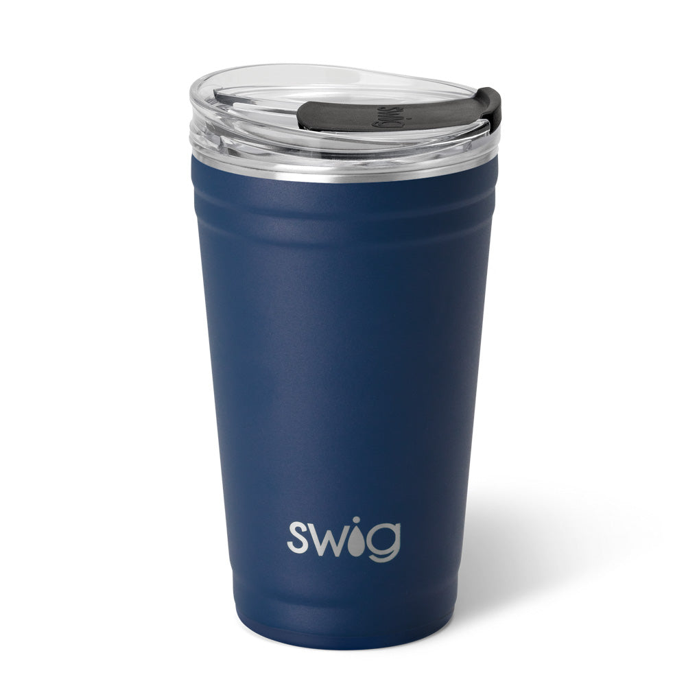 24oz Navy Blue Party Cups - Bulk Disposable Plastic Cups for Beer, Cocktails & Drinks - Perfect for BBQs, Birthdays, Weddings & Tailgating