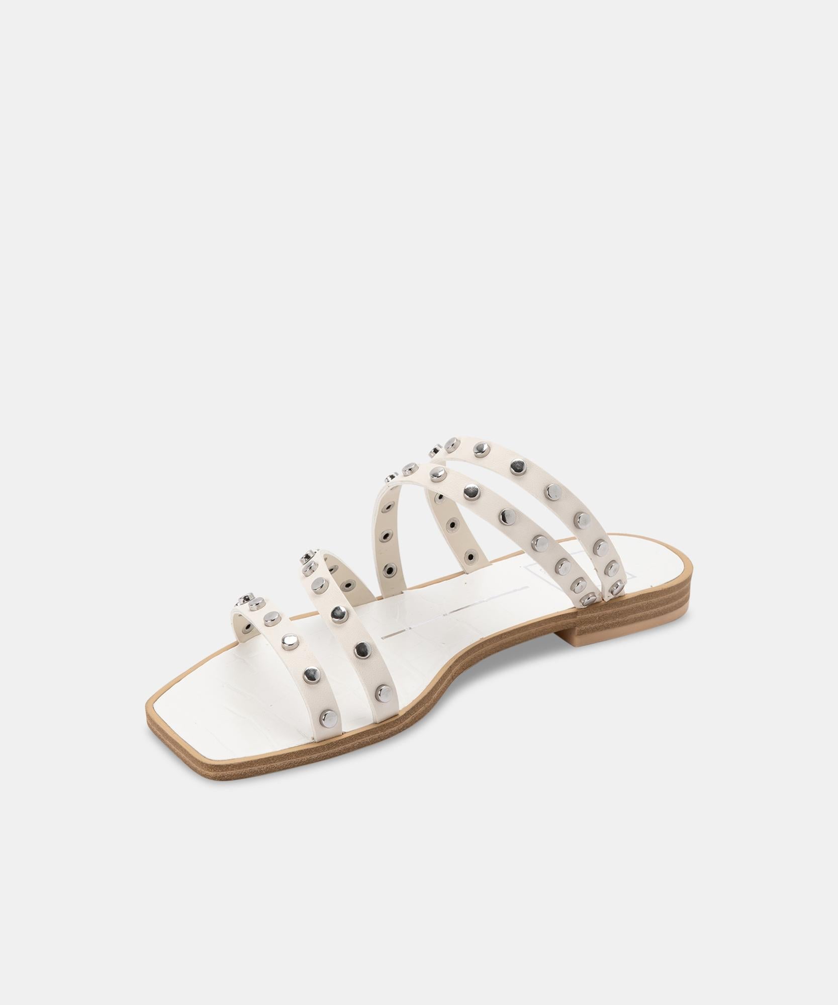 IZABEL Studded Sandals for Women - Off White Stella | Comfortable & Stylish Summer Shoes for Beach, Party, and Casual Outfits