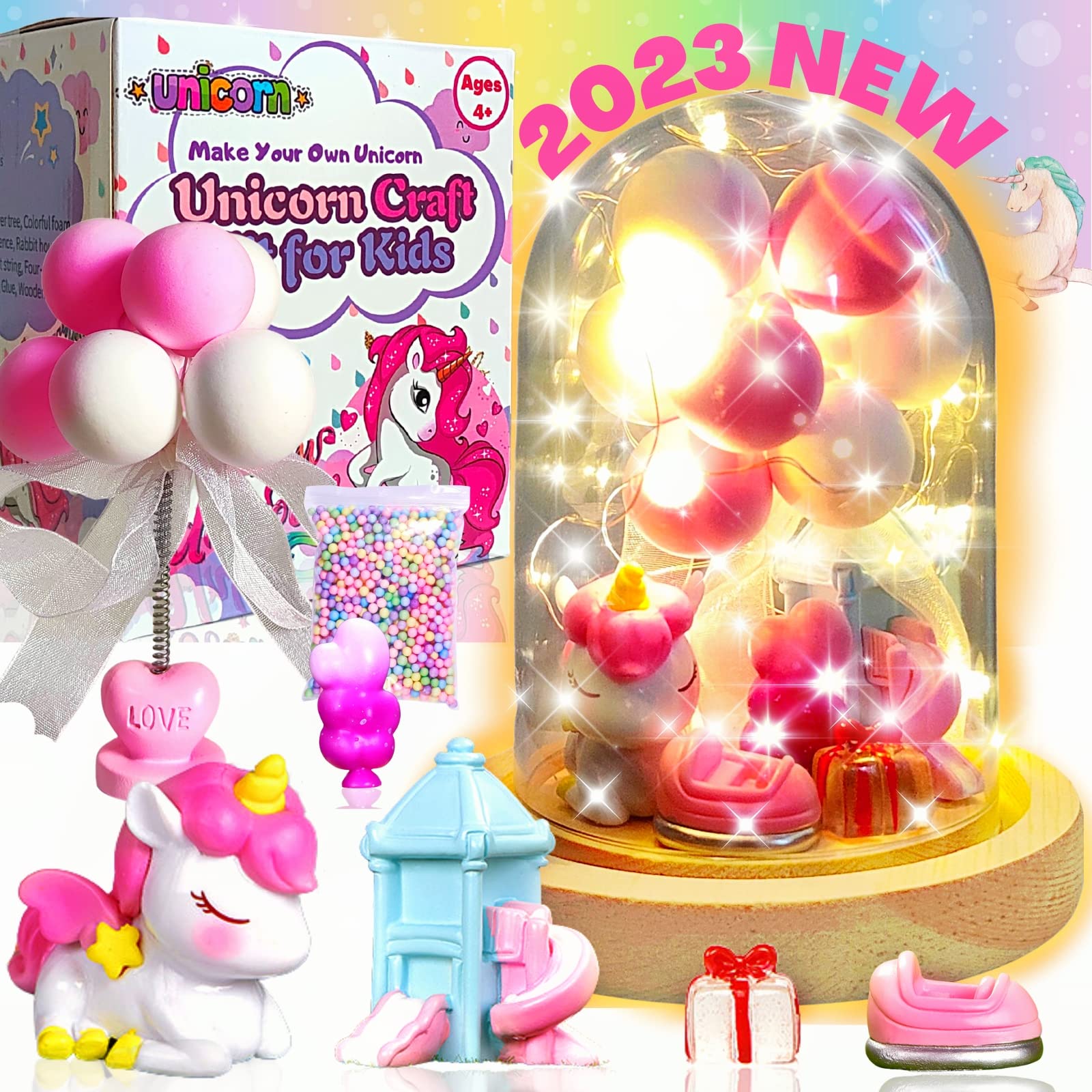 DIY Unicorn Night Light Craft Kit for Kids Ages 4-10 - Creative Arts & Crafts Project with LED Light - Perfect Birthday & Christmas Gift for Girls & Boys - Bedroom Decor, Nighttime Companion, Party Activity