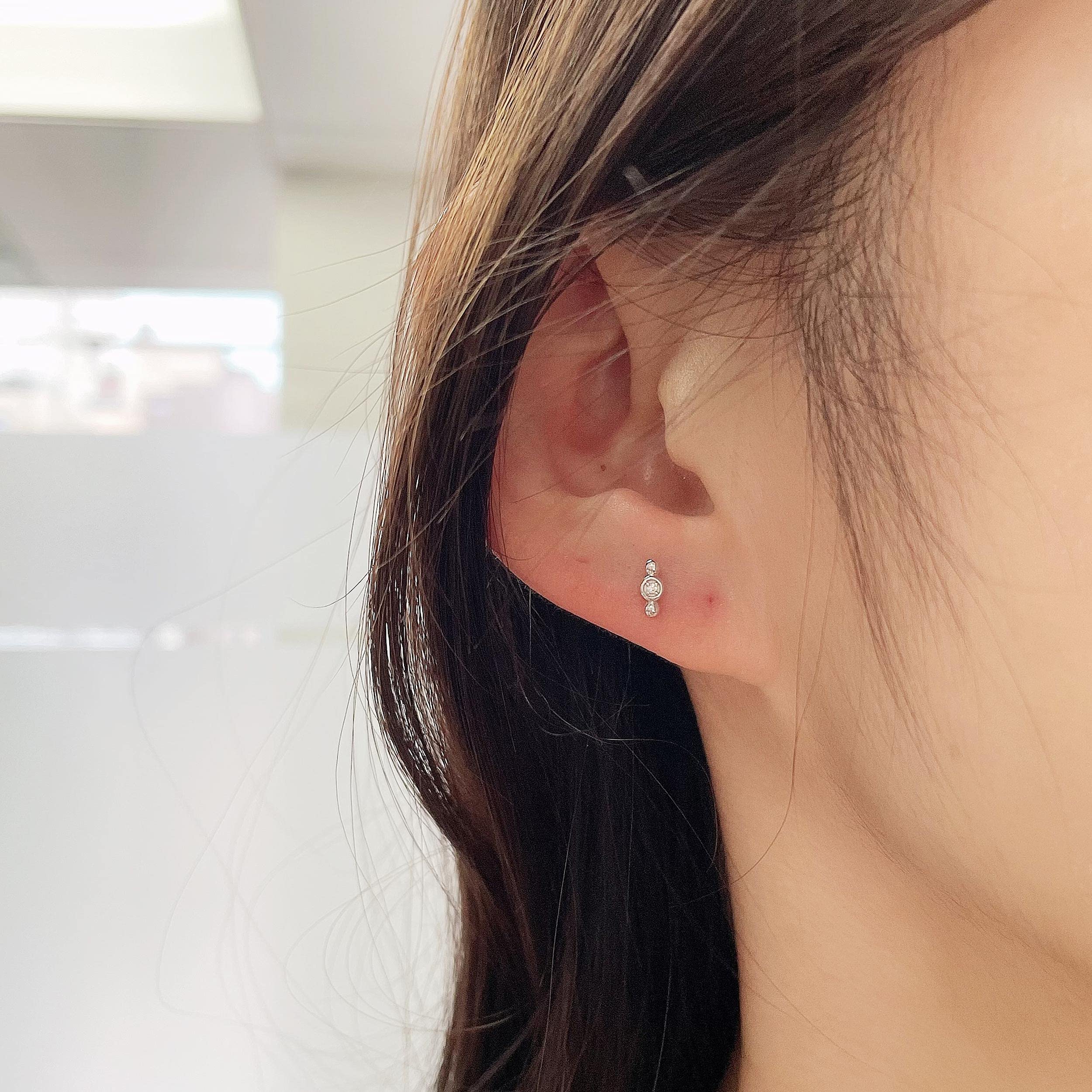 1/60 Cttw Natural Diamond 925 Sterling Silver Bar Stud Earrings for Women - Perfect for Everyday Wear, Work & Special Occasions