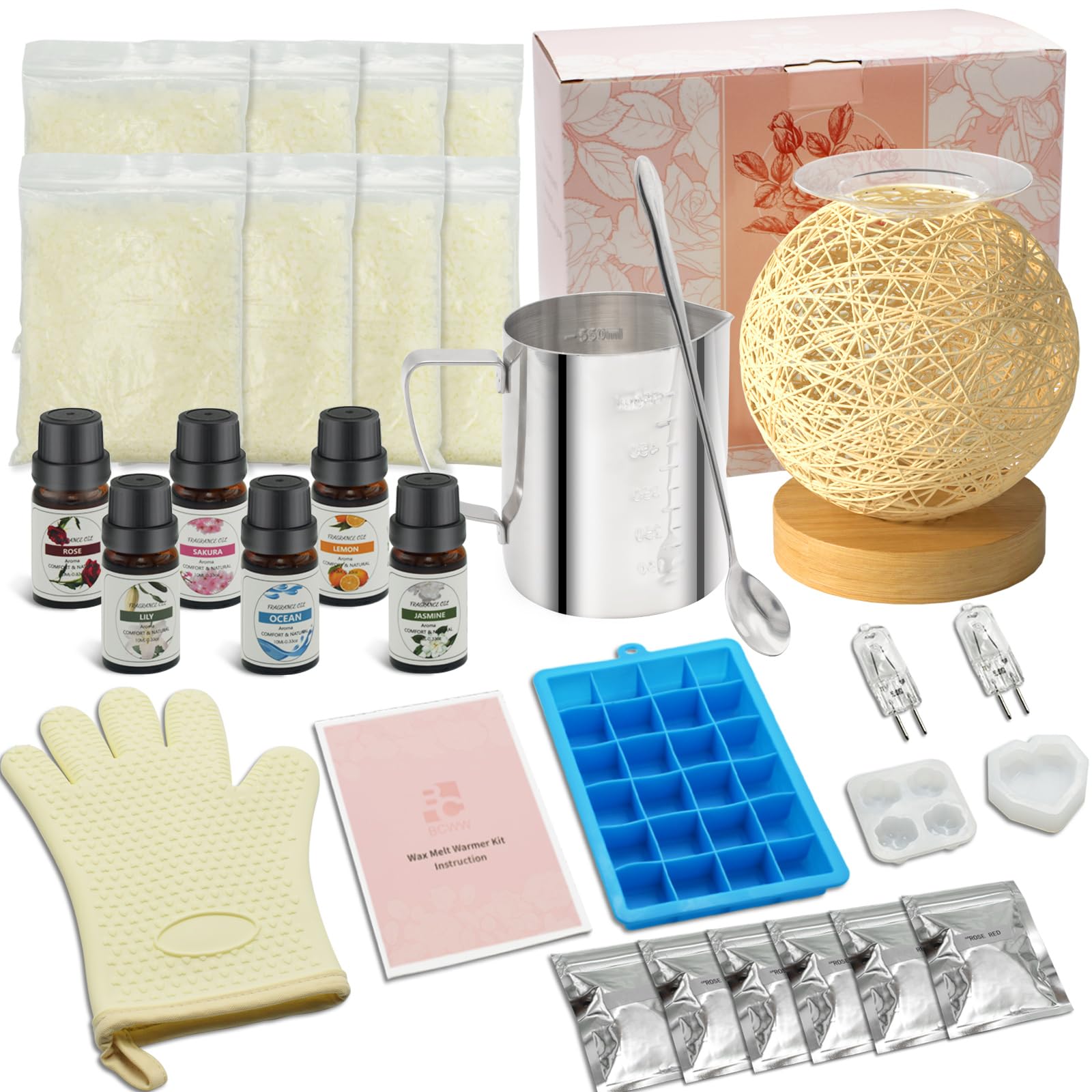 BCWW Soy Candle Making Kit for Adults - DIY Starter Kit with Wax Melter, 100% Natural Wax, Fragrance Oils & Wicks - Perfect for Home Decor, Gifts & Relaxation (Create Spa-Like Ambiance for Bedroom, Bath or Meditation Space)