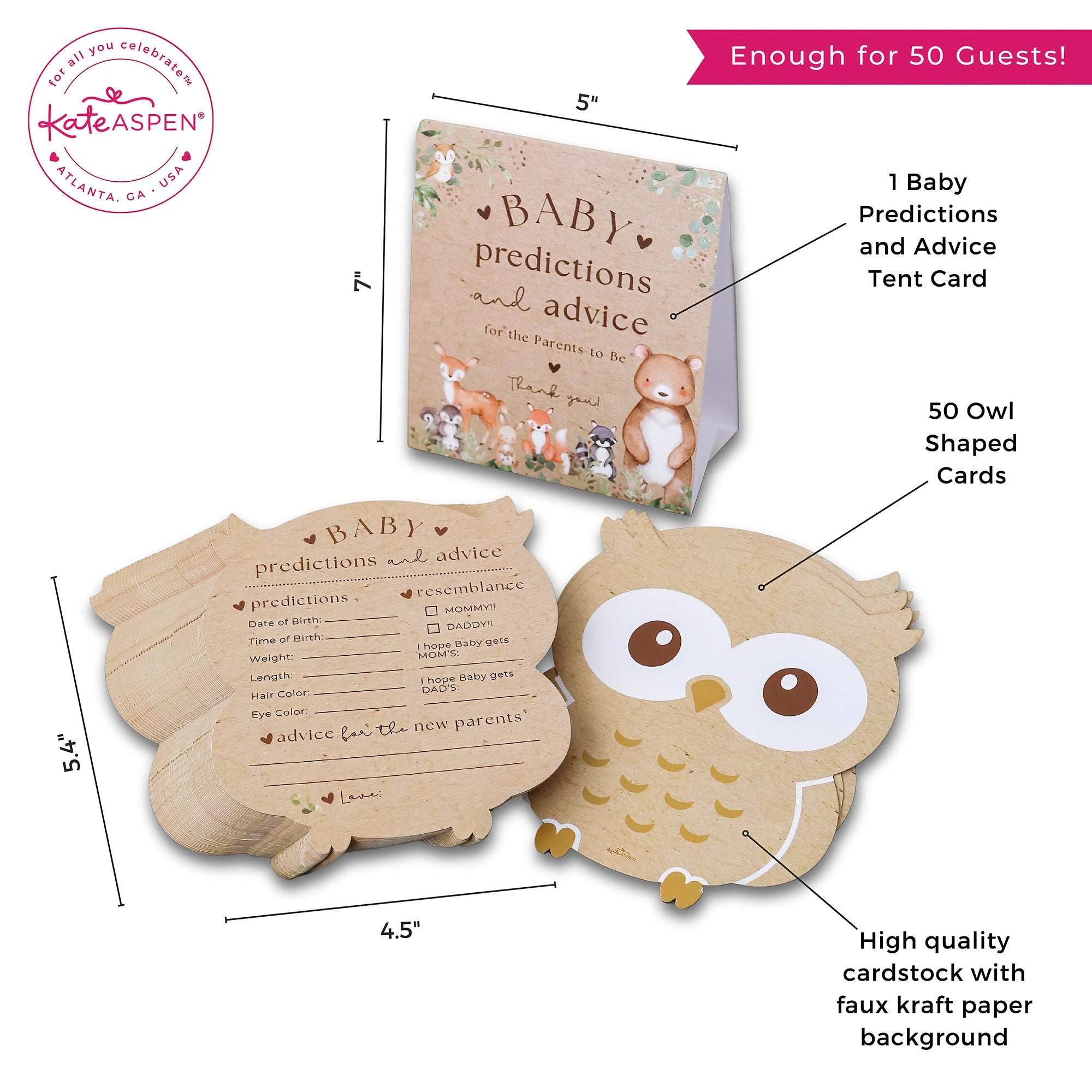Woodland Baby Shower Advice Cards Set - 40 Pack Blank Greeting Cards with Envelopes for Wishes & Messages - Perfect for Baby Showers, Gender Reveals & New Parent Gifts