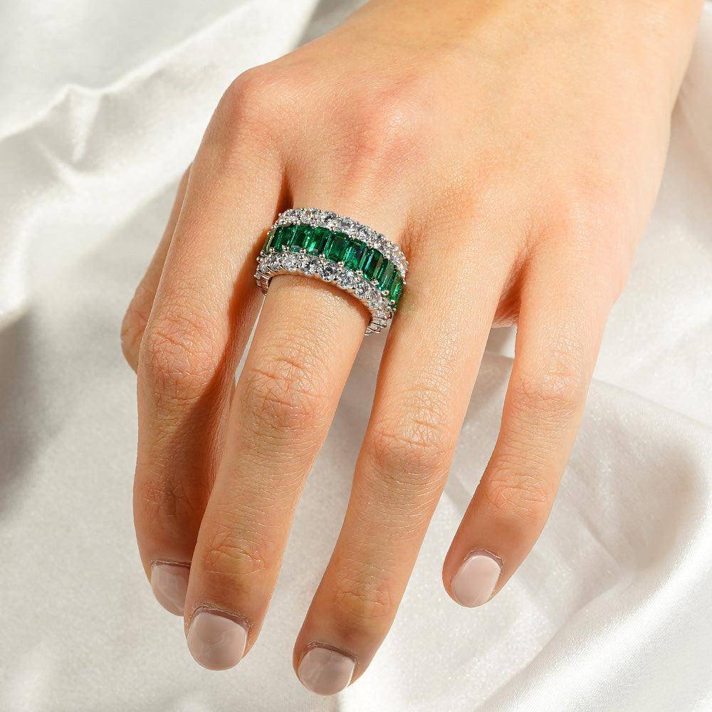 15.4 CT Lab-Created Baguette Gemstone Eternity Band for Women - Sparkling Wedding Ring, Anniversary Gift & Special Occasion Jewelry