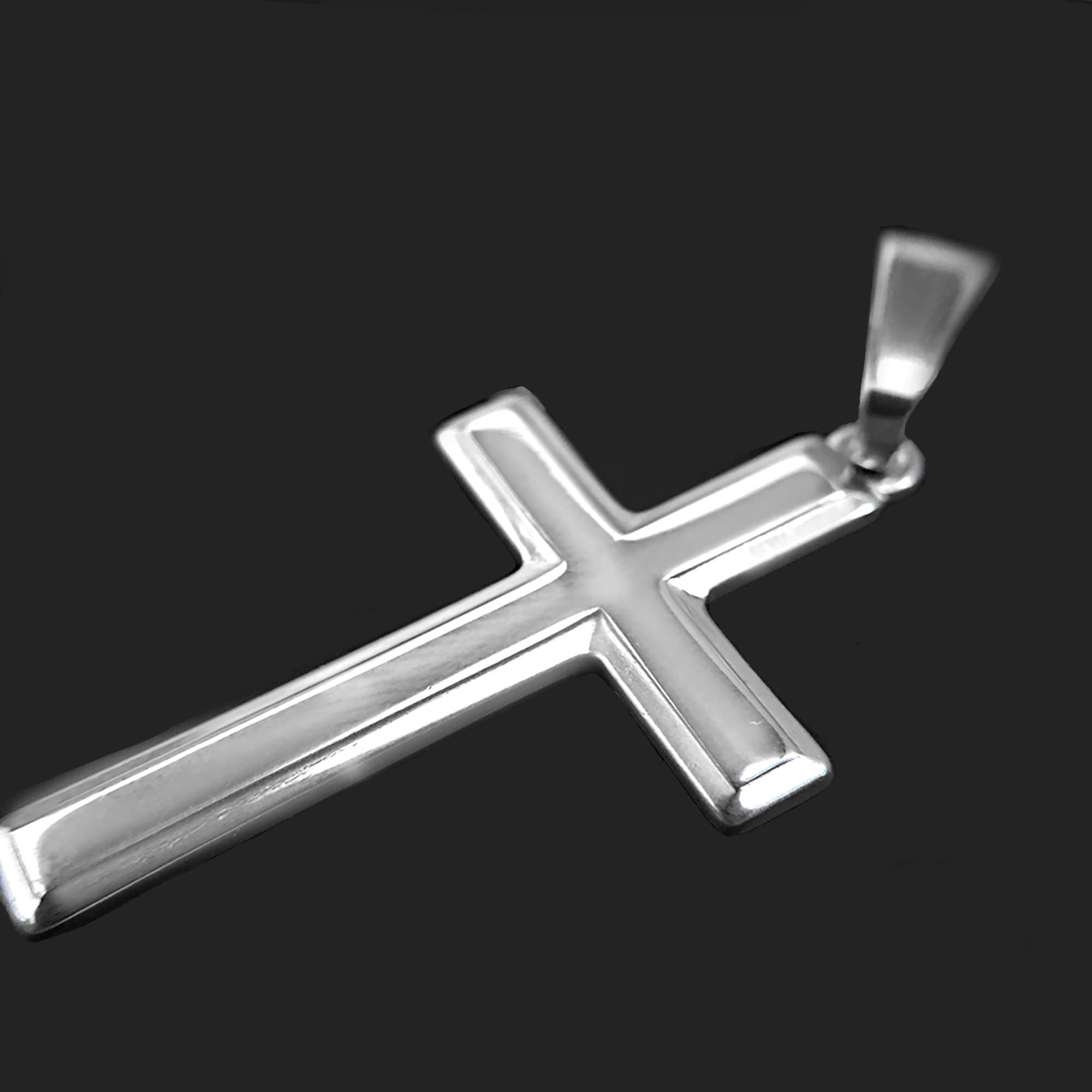 Men's Sterling Silver Cross Necklace with Curb Chain - Religious Jewelry Gift Set with Keepsake Card (Perfect for Baptism, Confirmation & Christmas Gifts) - Elegant Gift Box Included