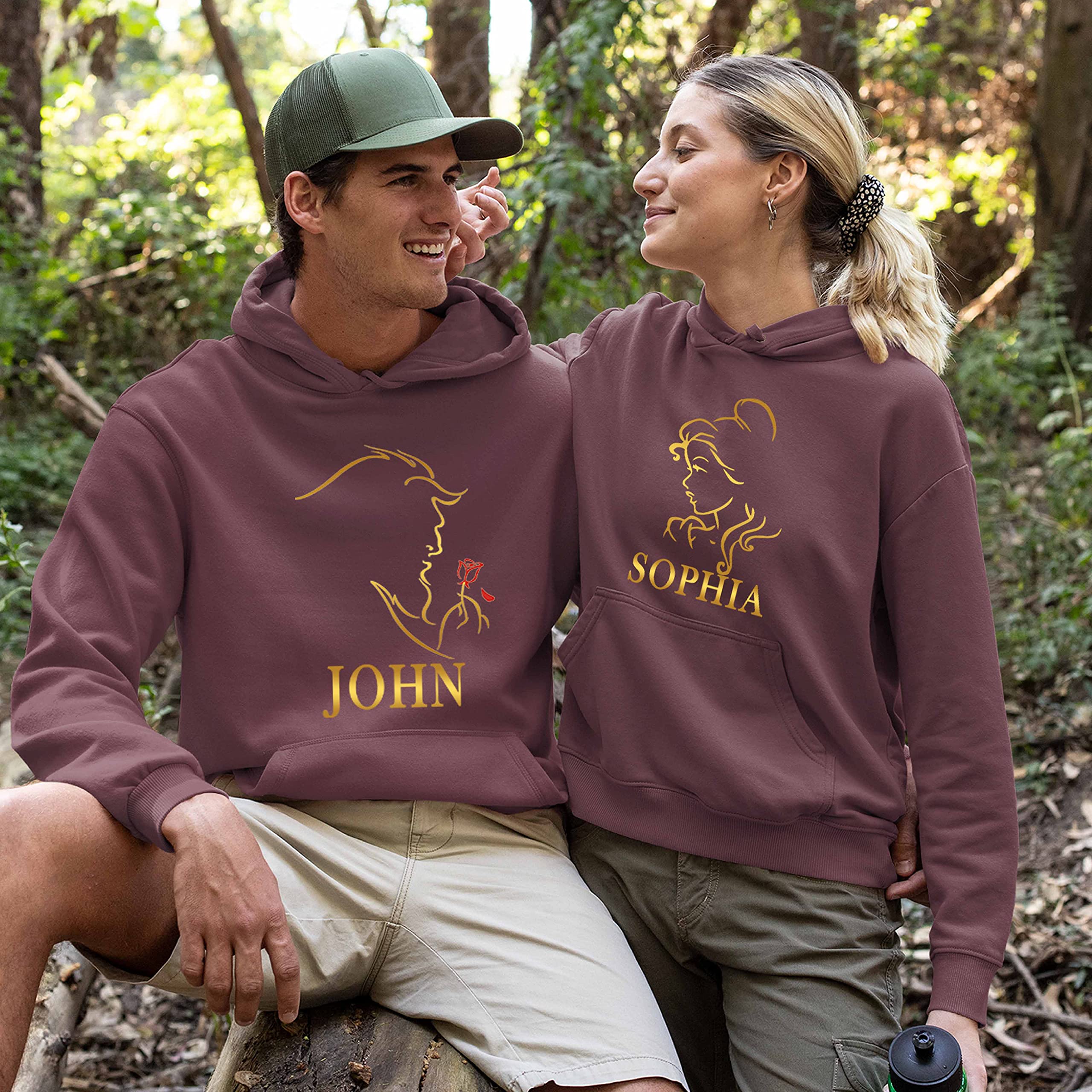 Custom Beauty Beast Design Personalized Name Hoodie - High Quality Pullover Sweatshirt for Men & Women - Perfect for Gifts, Streetwear, and Casual Outfits