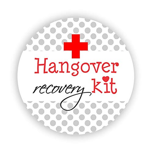 Hangover Relief Kit Stickers - Thank You Stickers for Wedding, Bachelor & Bachelorette Parties - Fun Polka Dot Design - Perfect for Party Favors, Gift Wrapping & Event Decorations