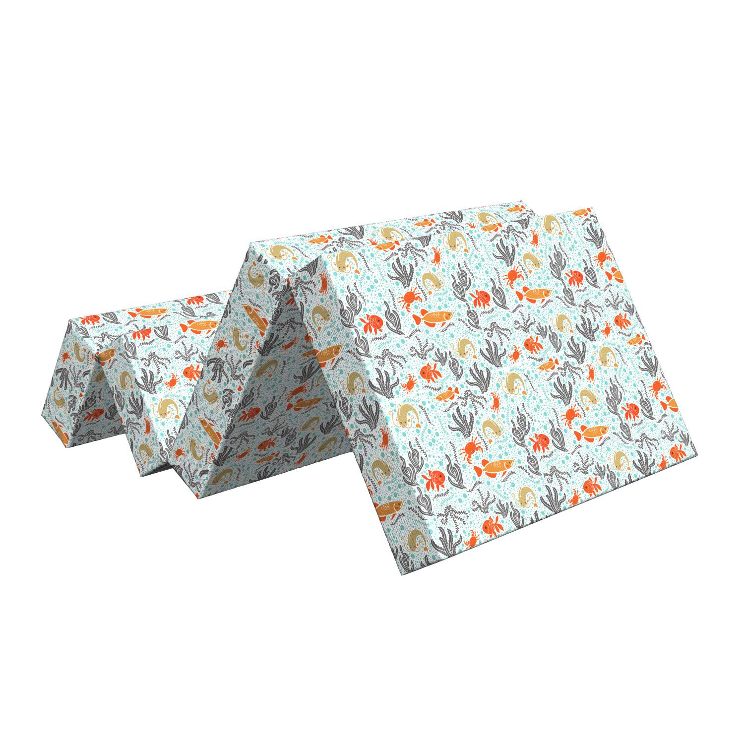 Ambesonne Marine Foldable Mattress - Ocean Bubbles & Reef Design, 74.8